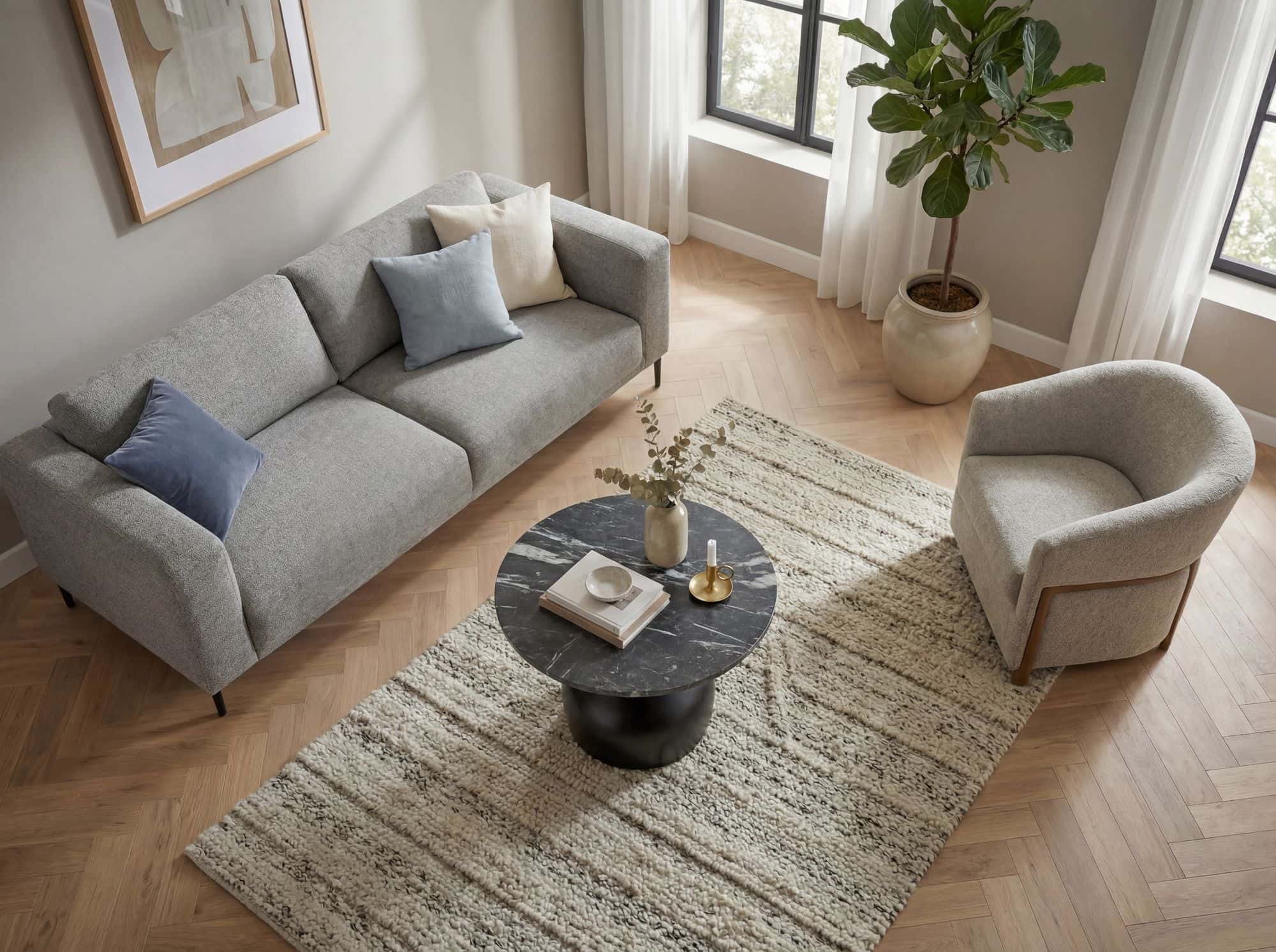 Couchtisch 60cm Aluminium mit schwarzer Marmor Tischplatte - Runder Wohnzimmertisch - Design Sofatisch - Moderner Loungetisch - Edler Beistelltisch Wohnzimmer Handmade