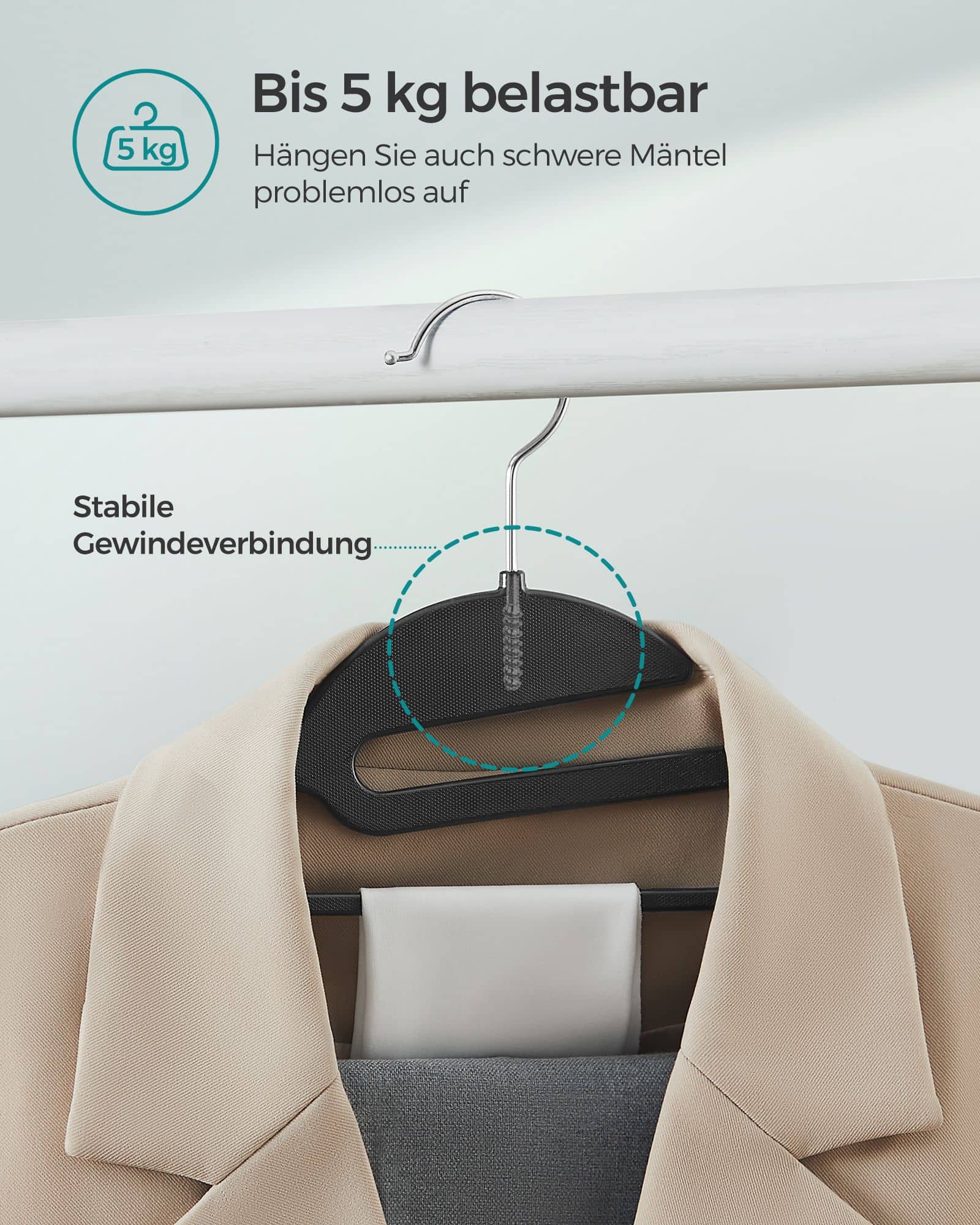 Kleiderbügel Kunststoff rutschfest platzsparend schwarz-CRP041B05 Kleiderbügel Kunststoff rutschfest platzsparend schwarz-CRP041B05