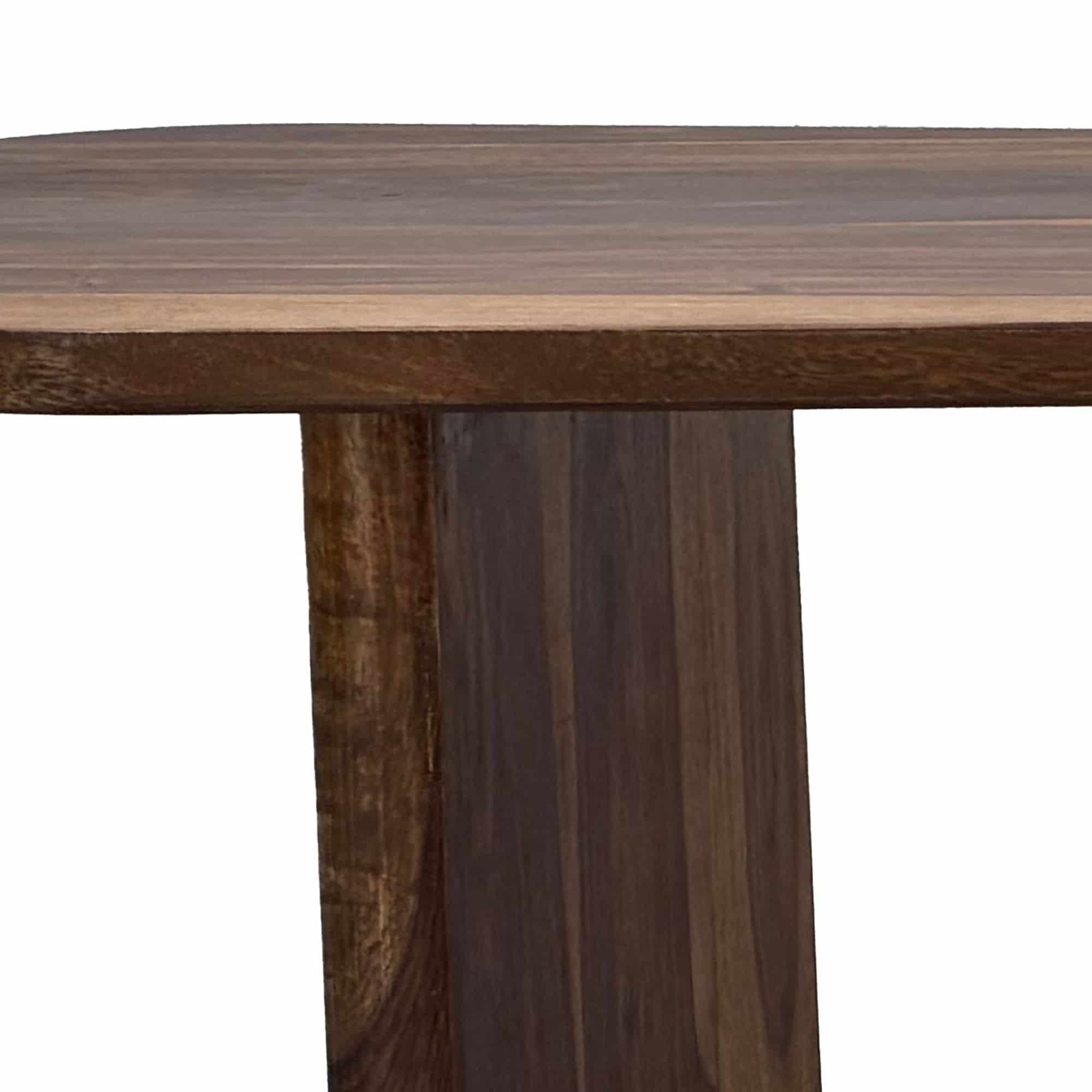 Couchtisch Sheesham Massivholz oval 120cm · Handgefertigter Wohnzimmertisch im modernen Design mit abgerundeter Form · Flacher Sofatisch aus Echtholz