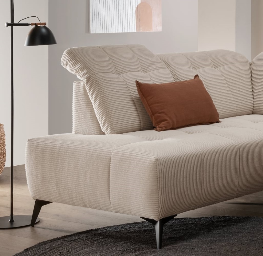Cord Wohnlandschaft beige mit Elektrofunktion - Sano Cord Wohnlandschaft beige mit Elektrofunktion - Sano