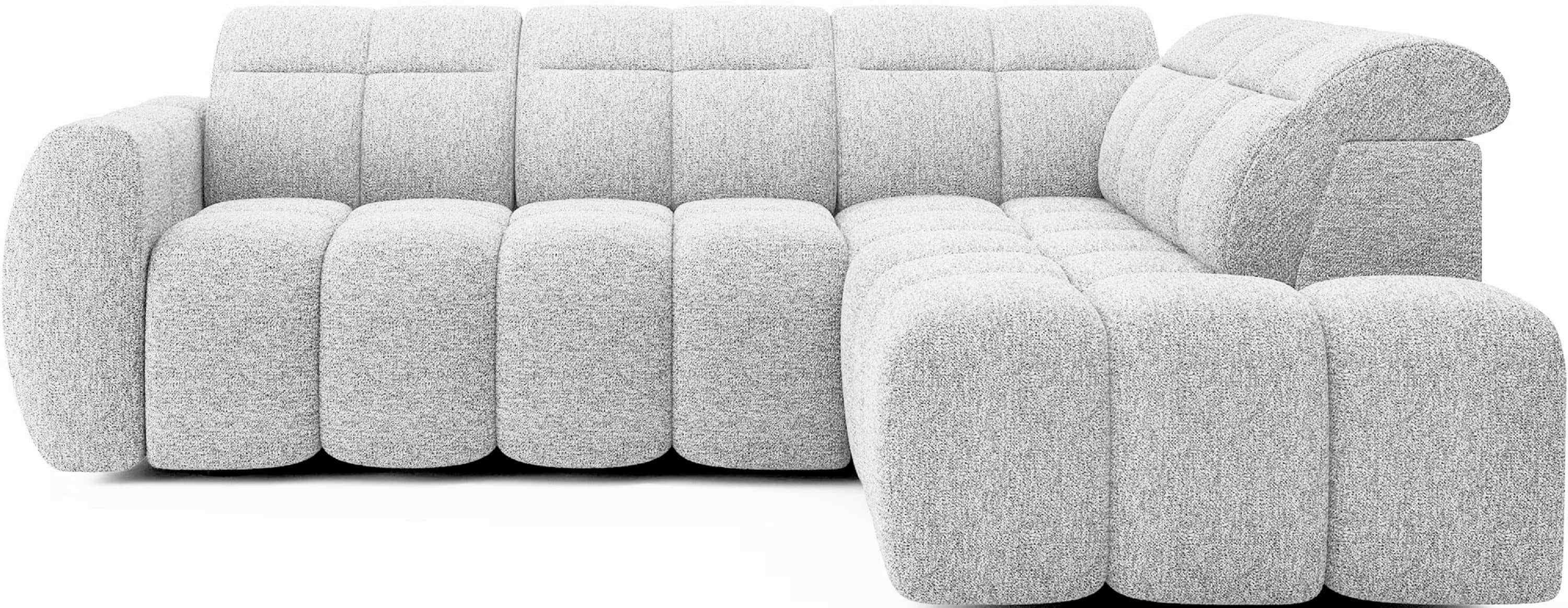 Sofa Falconn Carolinne Grau rechts – Modernes Ecksofa mit elektrischem Sitzvorschub & Bettkasten