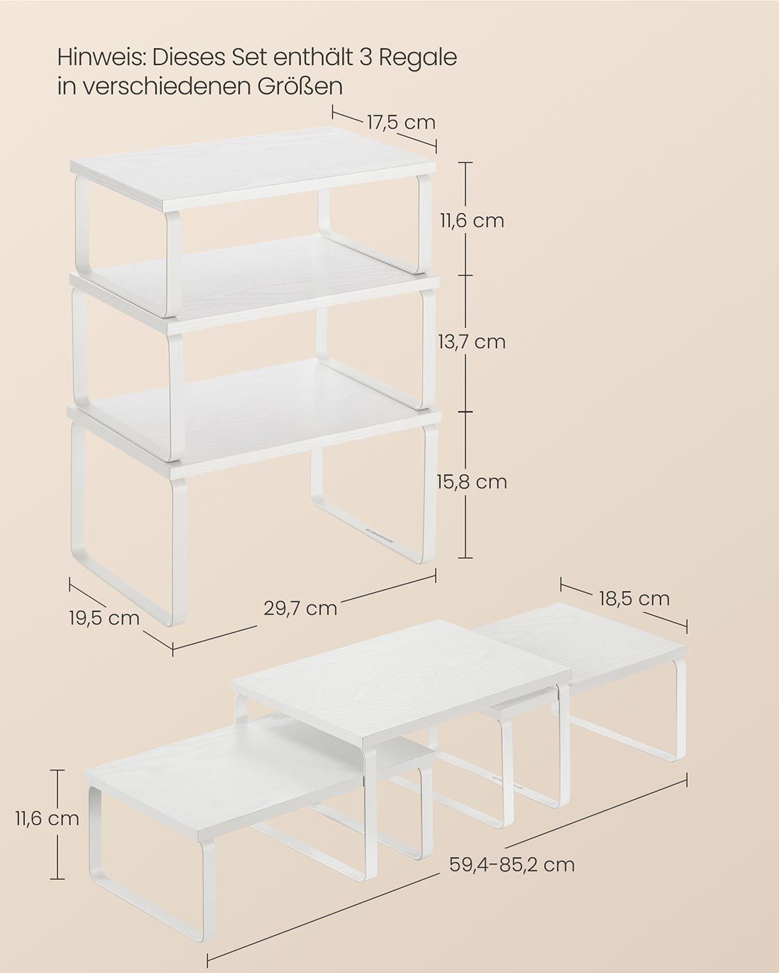 Gewürzregal 3er Set stapelbar und erweiterbar schneeweiß-mattweiß Gewürzregal 3er Set stapelbar und erweiterbar schneeweiß-mattweiß