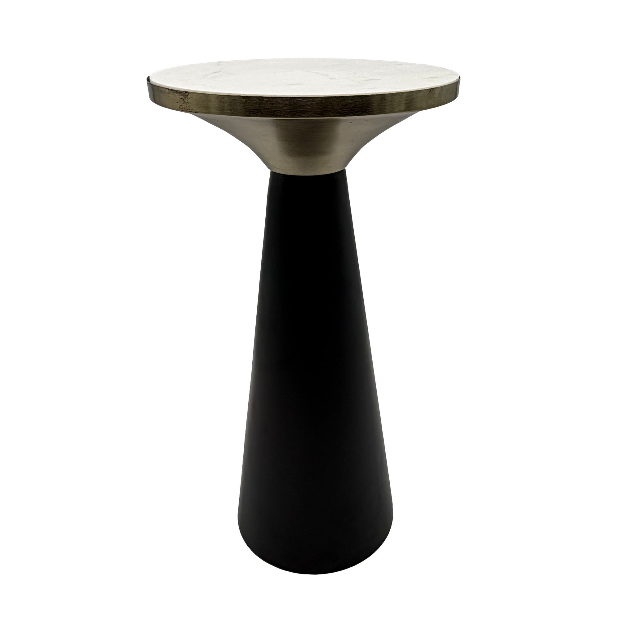 Beistelltisch Aluminium & Marmor Tischplatte 28cm rund - Kleiner runder Anstelltisch aus Metall Schwarz - Design Wohnzimmertisch - Dekotisch - Couchtisch - Metalltisch Handmade pflegeleicht