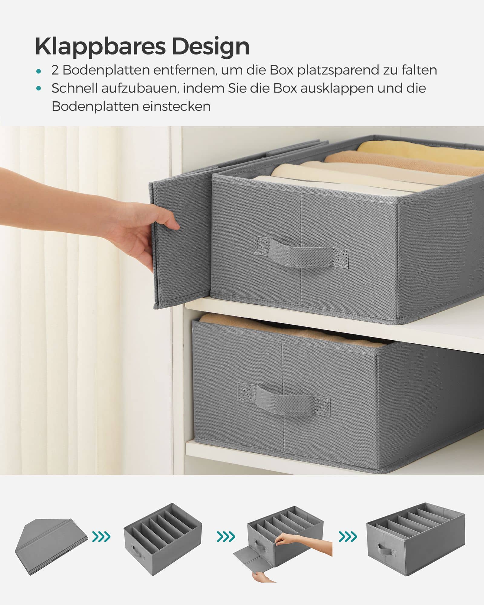 Kleiderschrank-Organizer 6 Fächer 4er Set taubengrau Kleiderschrank-Organizer 6 Fächer 4er Set taubengrau