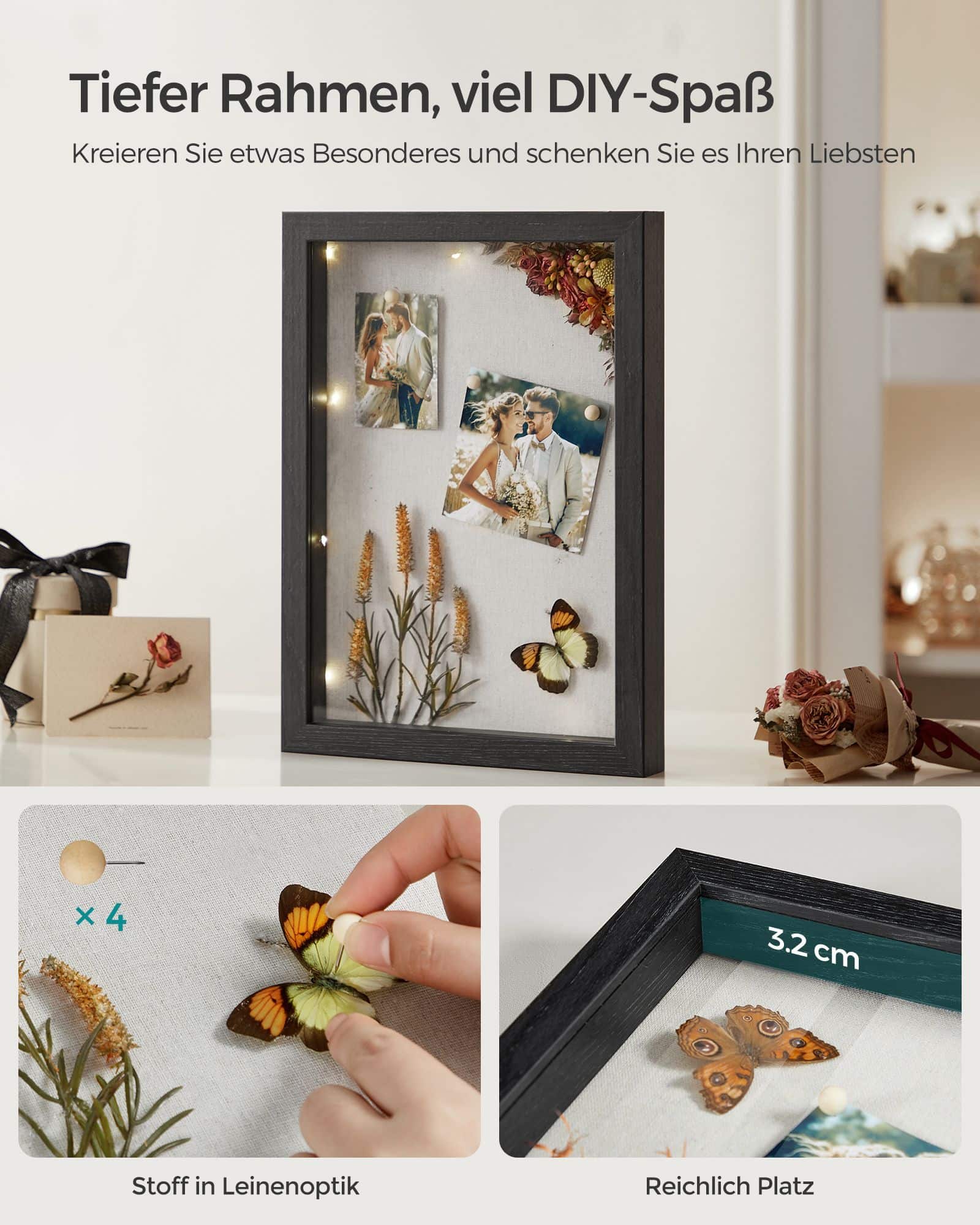 Bilderrahmen A4 mit Wandhaken eschenschwarz Bilderrahmen A4 mit Wandhaken eschenschwarz