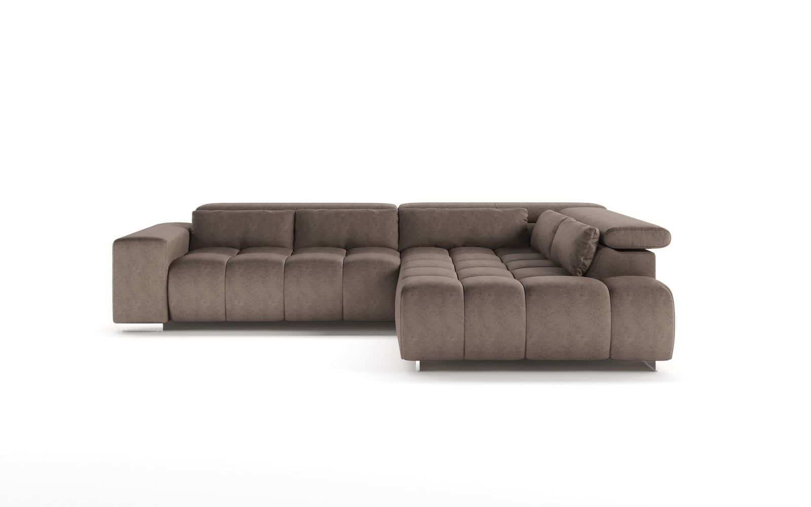 Ecksofa Orion von Cotta – Modernes Sofa mit verstellbaren Kopflehnen,Dark Beige Mikrofaserbezug, Nosagfederung Ecksofa Orion von Cotta – Modernes Sofa mit verstellbaren Kopflehnen,Dark Beige Mikrofaserbezug, Nosagfederung