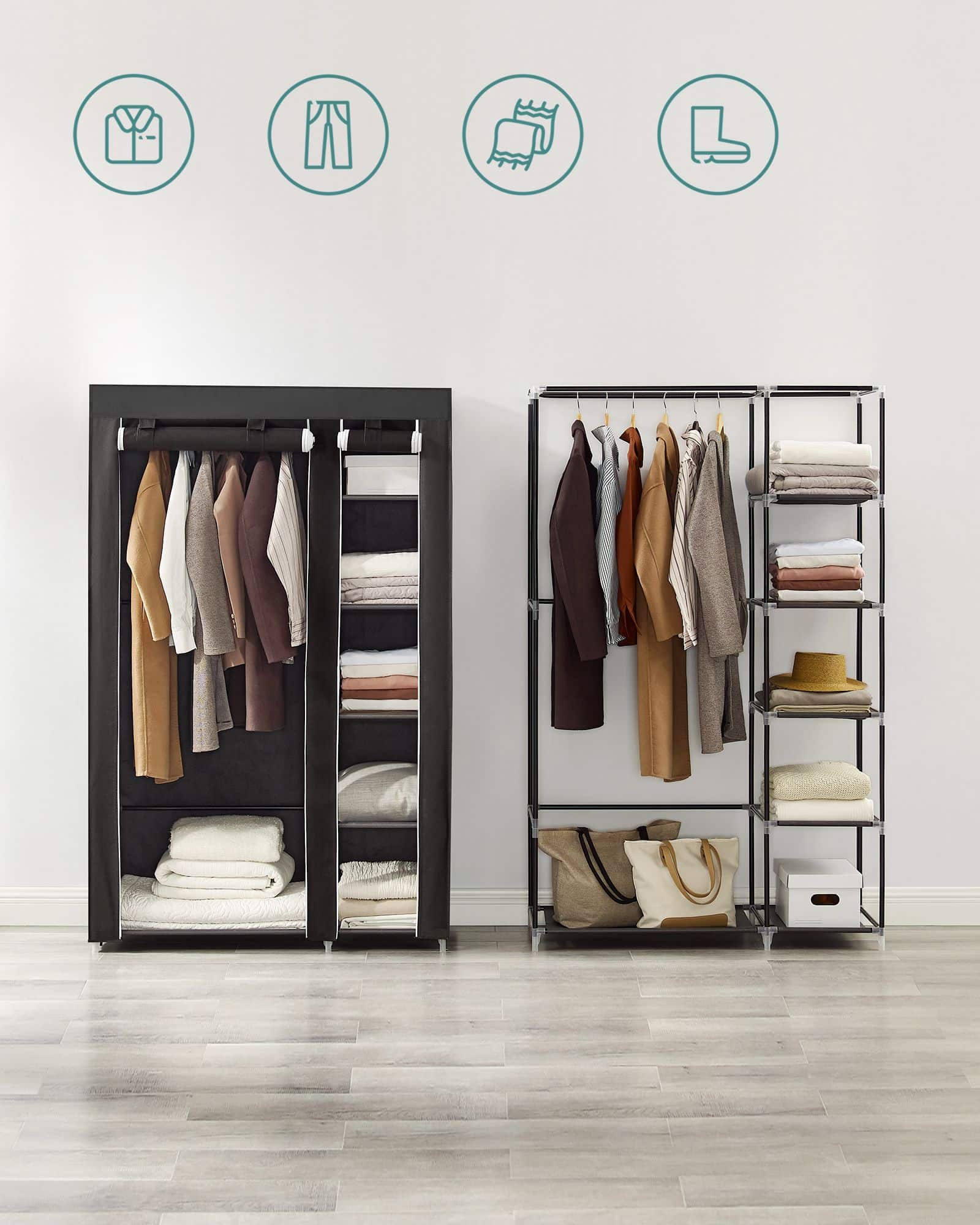 Stoffschrank 175 x 110 cm Schwarz-LSF007 Stoffschrank 175 x 110 cm Schwarz-LSF007
