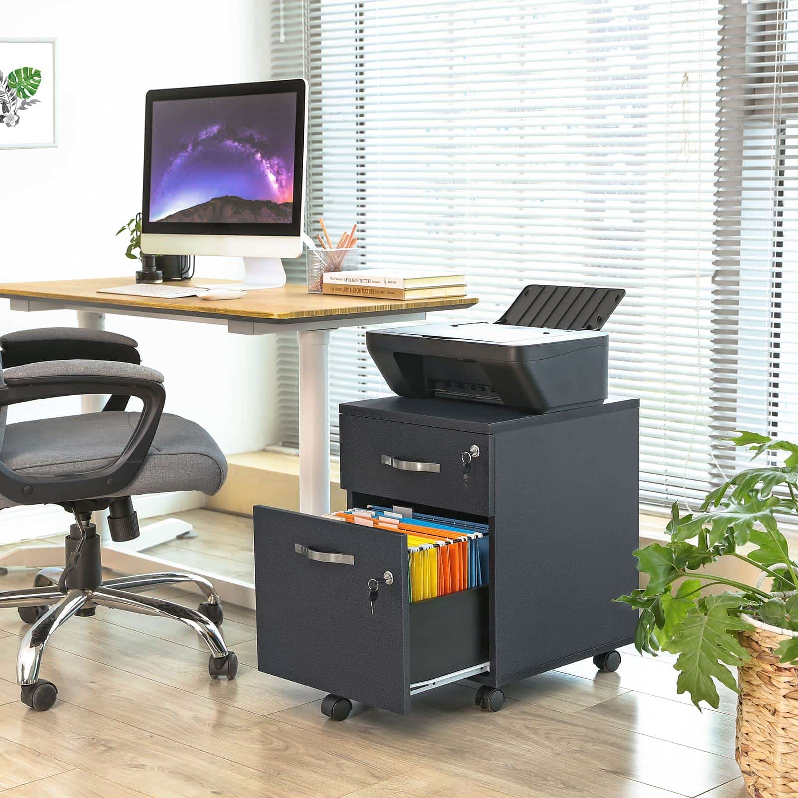 File-Cabinet-with-Locks-LCD22BV1-356AvHLiovexHy Abschließbarer Rollcontainer Schwarz