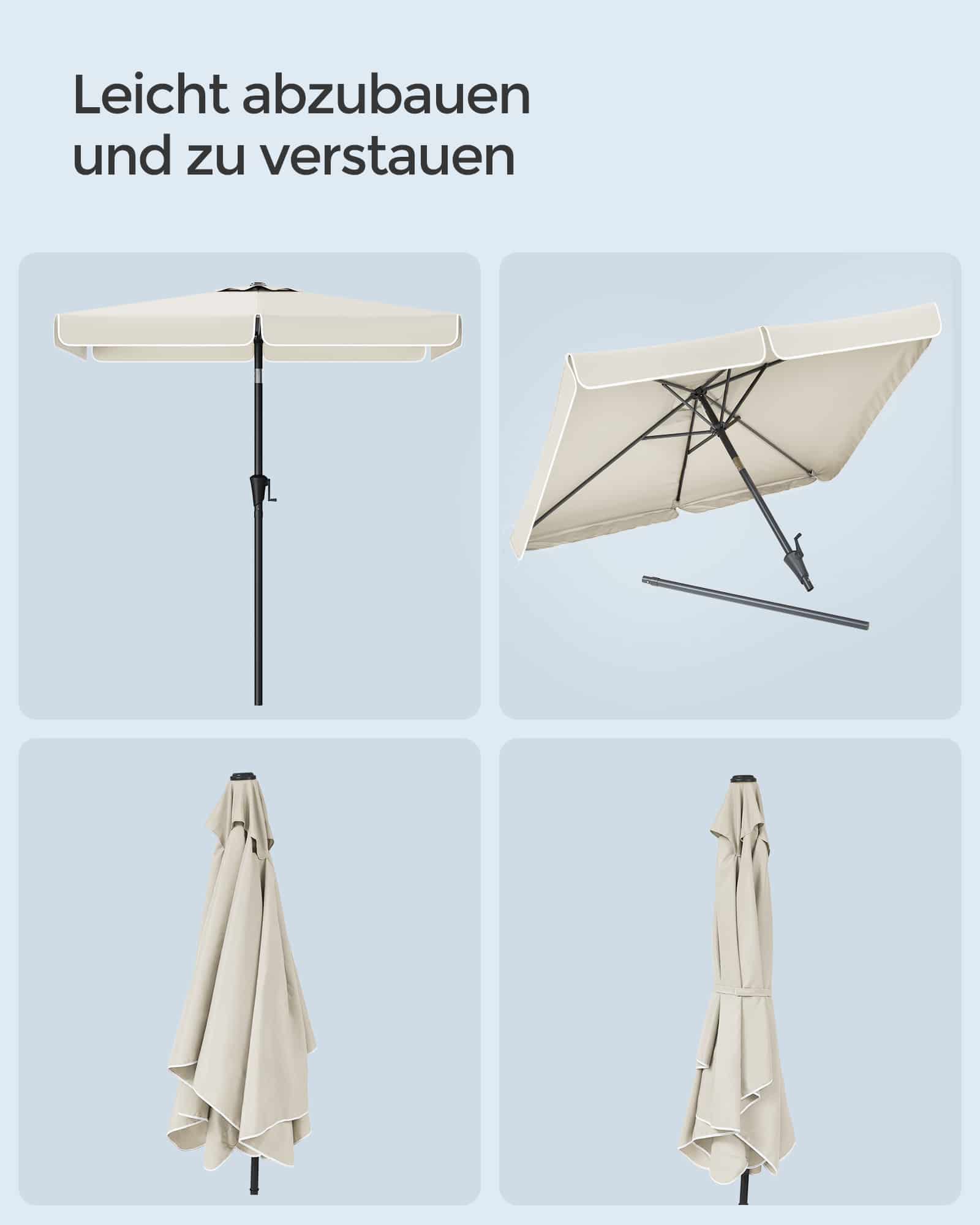 Rechteckiger Balkonschirm 200 x 150 cm beige