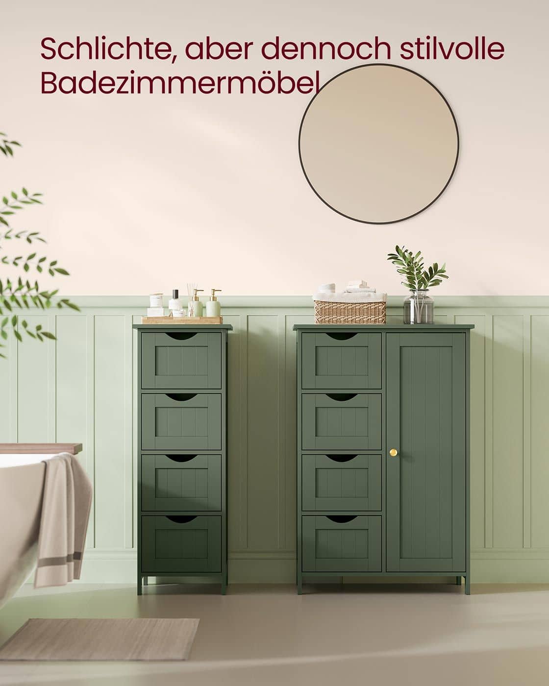 Badezimmerschrank 4 Schubladen 30 x 55 x 82 cm Waldgrün Badezimmerschrank 4 Schubladen 30 x 55 x 82 cm Waldgrün