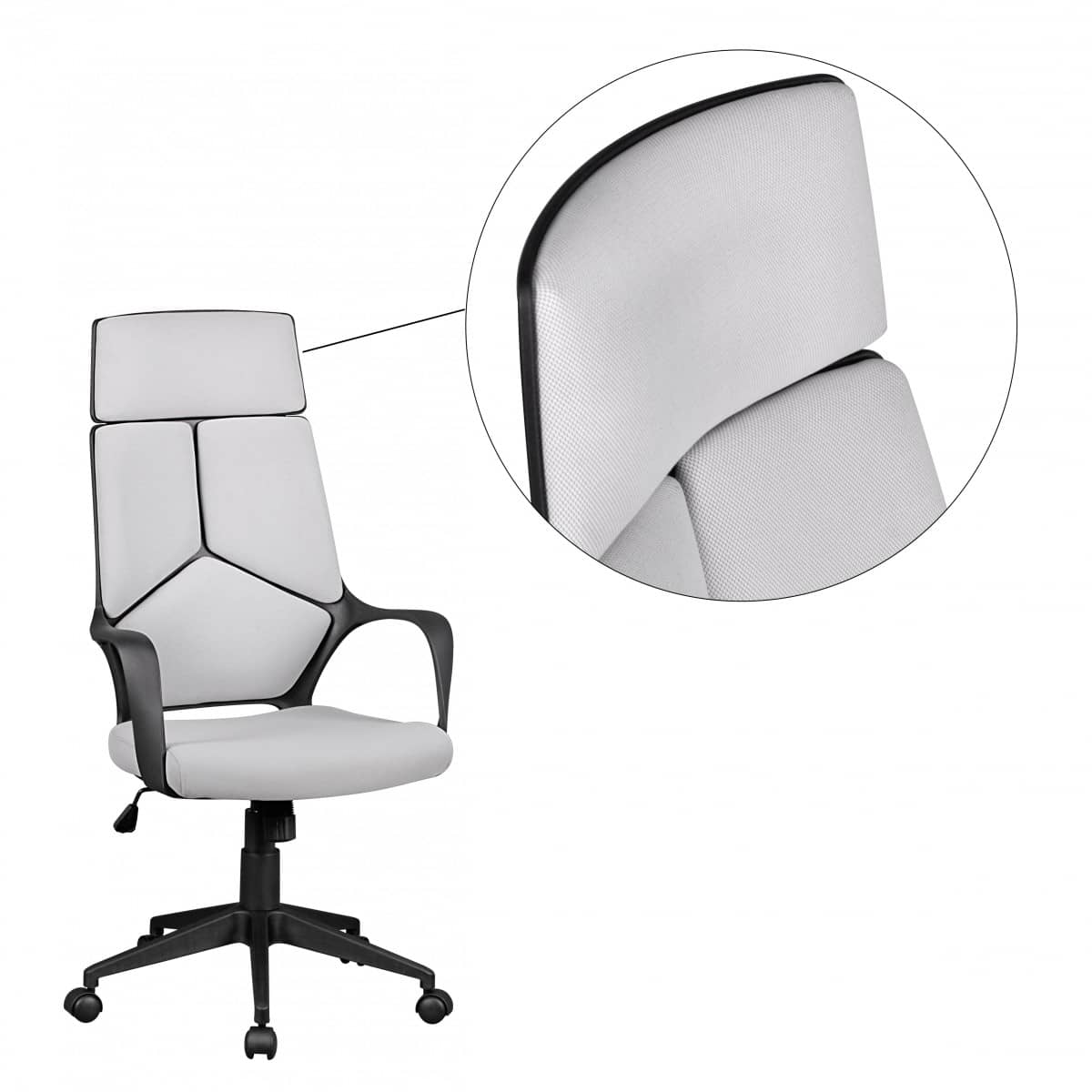 Bürostuhl Stoffbezug Hellgrau Schreibtischstuhl Design Chefsessel Drehstuhl Wippmechanik & Armlehne Bürostuhl Stoffbezug Hellgrau Schreibtischstuhl Design Chefsessel Drehstuhl Wippmechanik & Armlehne