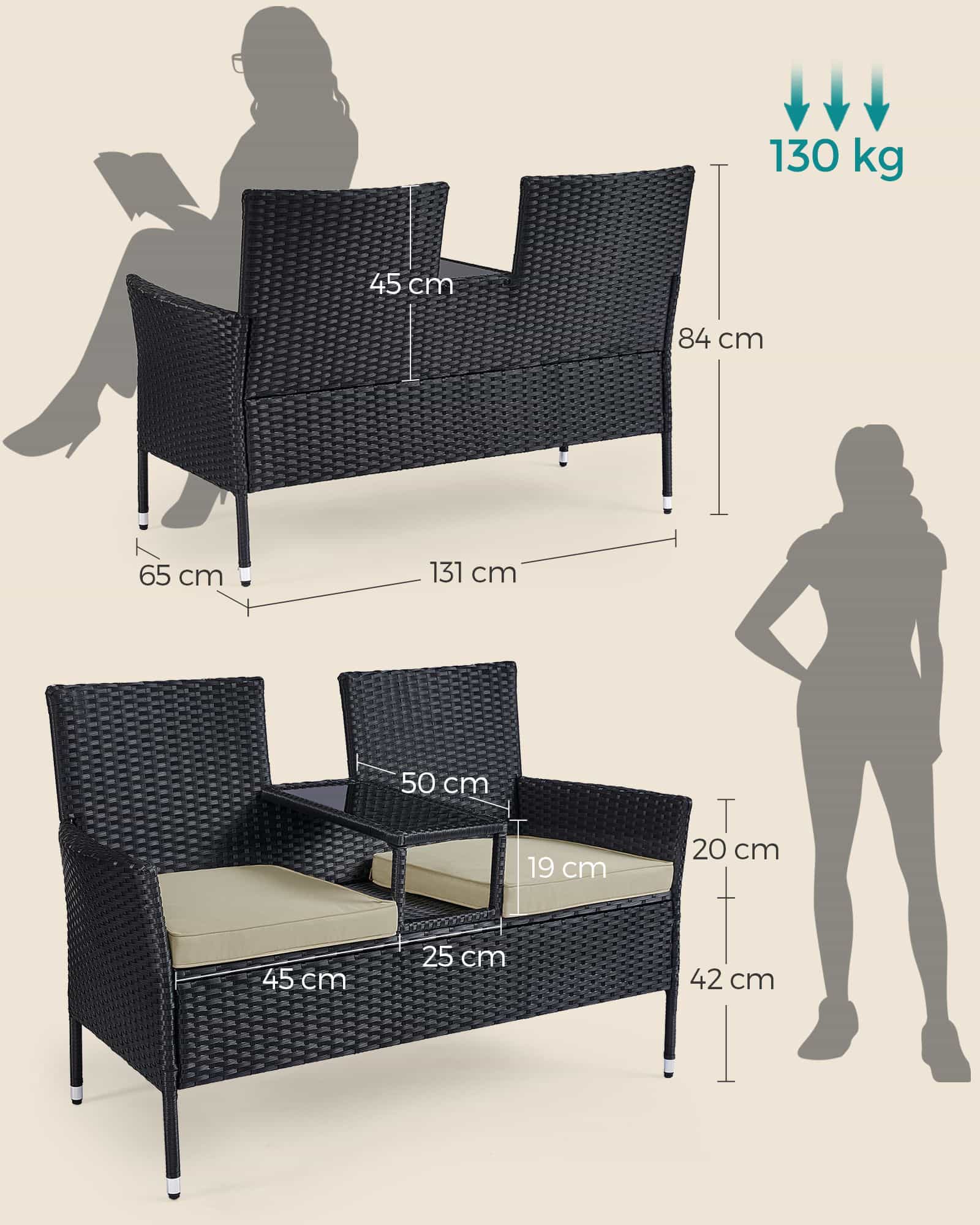 Balkonmöbel aus PE-Polyrattan mit Tisch Balkonmöbel aus PE-Polyrattan mit Tisch