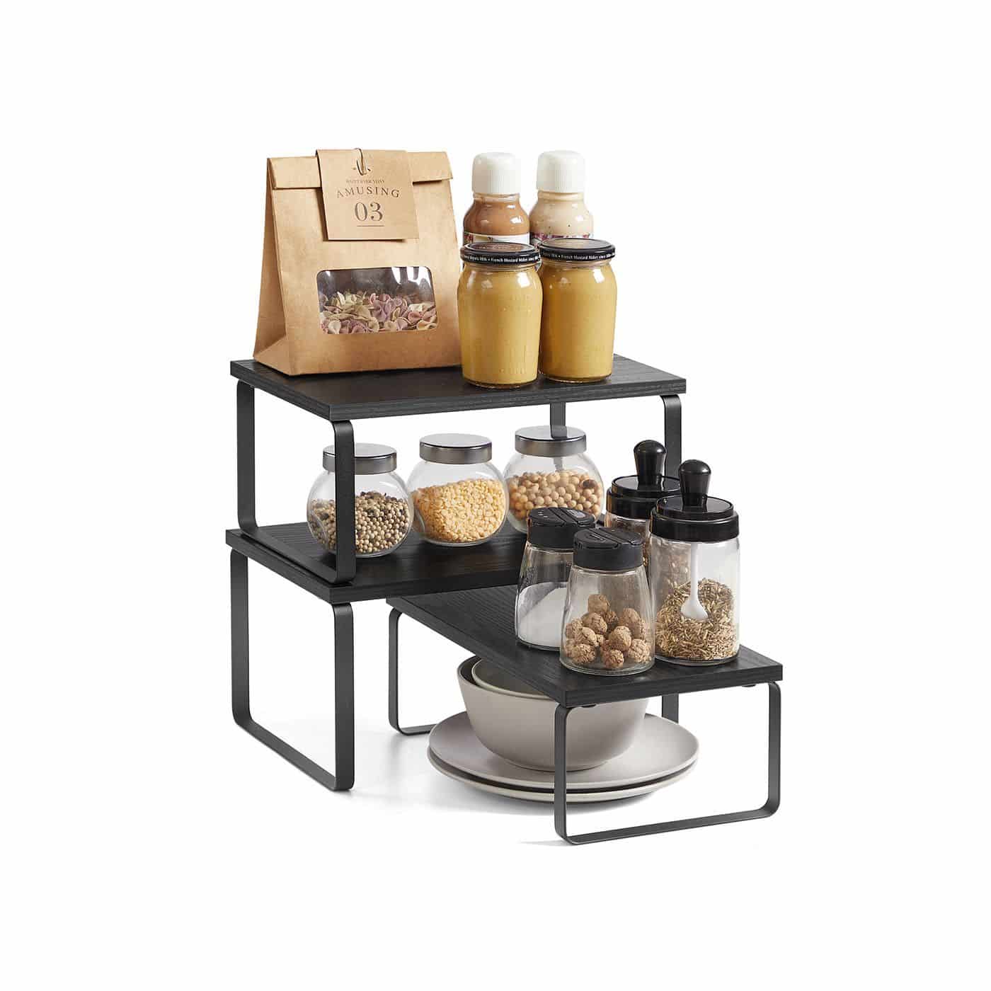 Gewürzregal 3er Set stapelbar und erweiterbar anthrazitgrau-mattschwarz Gewürzregal 3er Set stapelbar und erweiterbar anthrazitgrau-mattschwarz