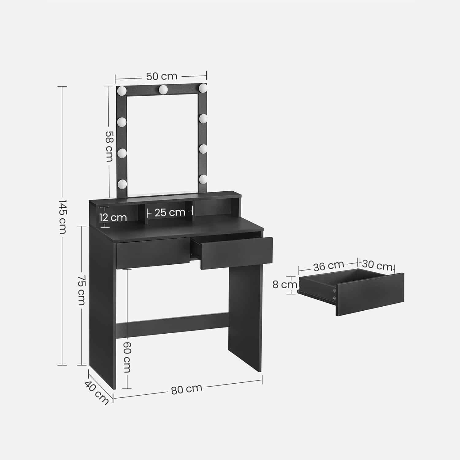 Schminktisch mit LED-Beleuchtung-B34RDT114T16 Schminktisch mit LED-Beleuchtung-B34RDT114T16