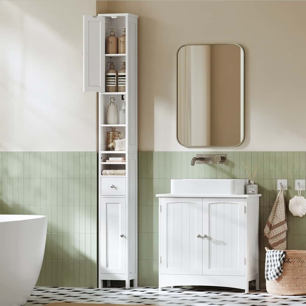 Hoher Badezimmerschrank, Schmaler Badschrank, Aufbewahrungsschrank Hoher Badezimmerschrank, Schmaler Badschrank, Aufbewahrungsschrank