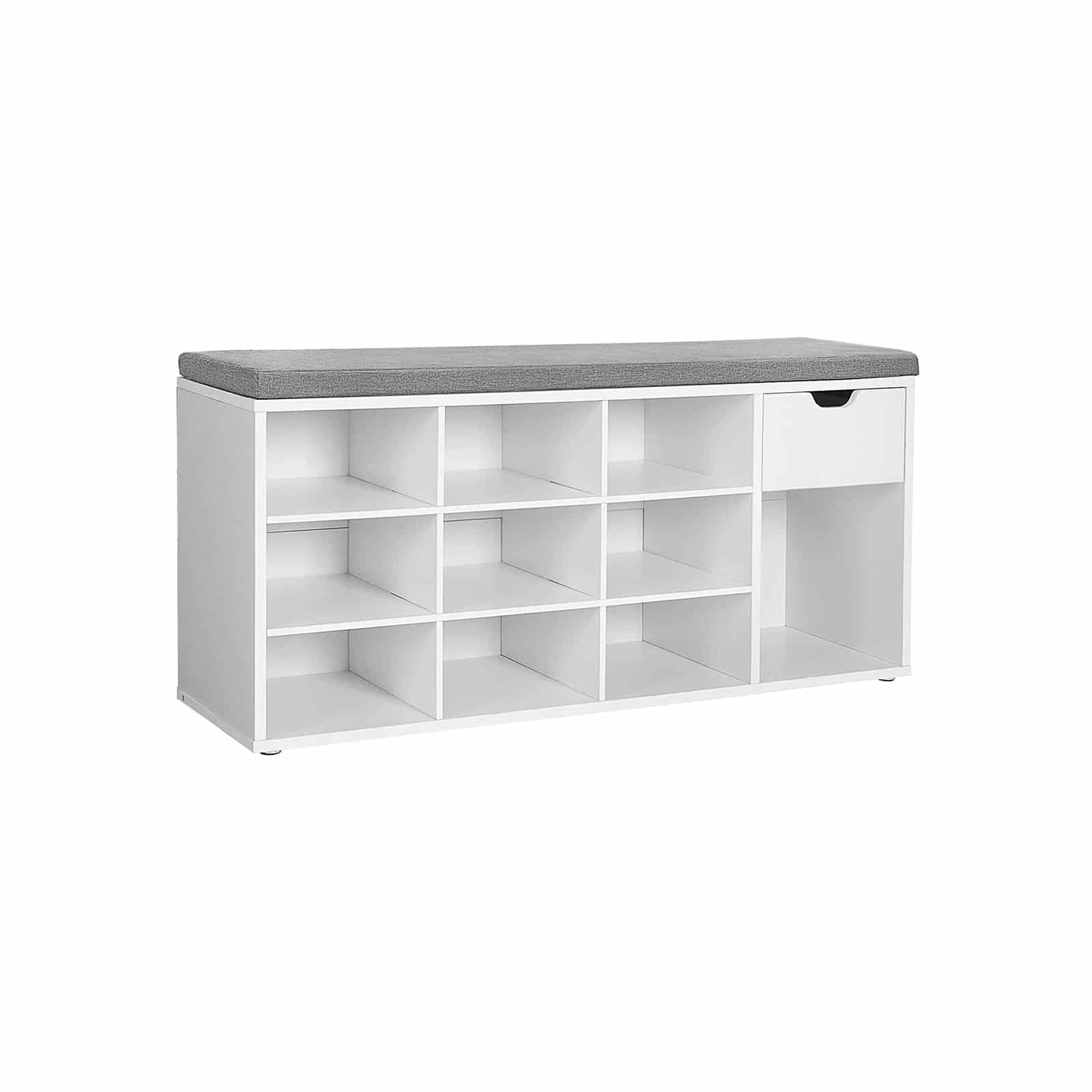 Schuhbank-mit-offenen-Faechern-LHS24WT-1 Elegante Weißtöne: VASAGLE Schuhbank mit Stauraum für einen organisierten Eingangsbereich