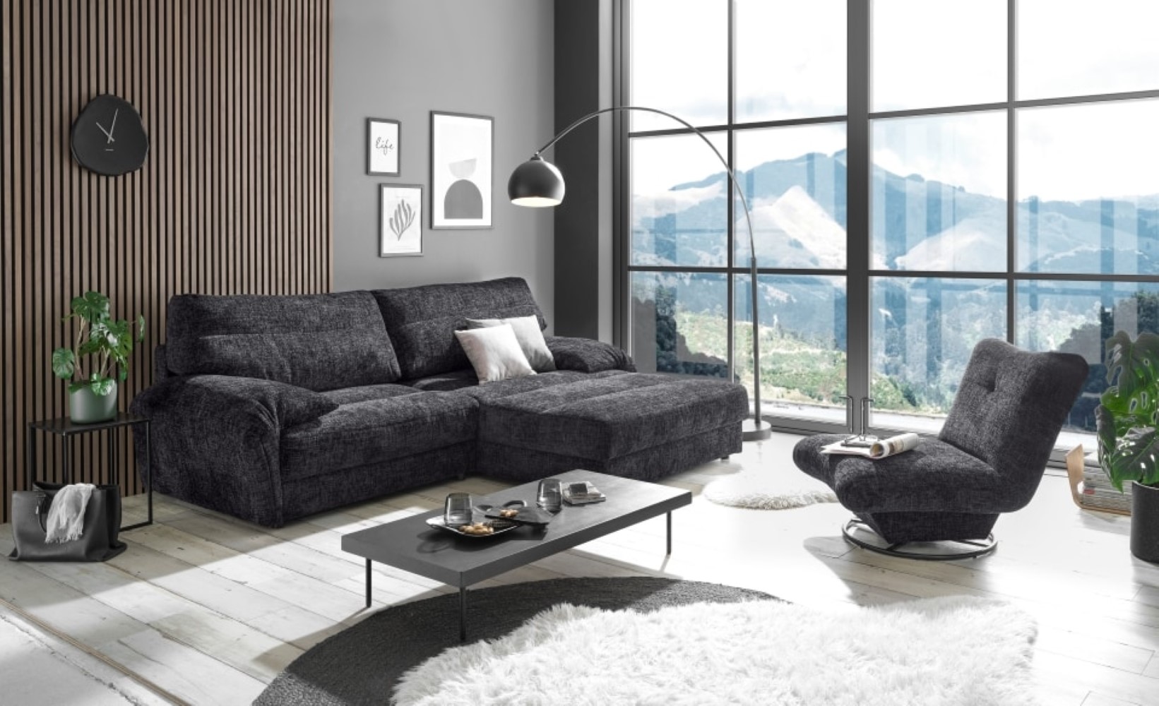 Sofa Princeton von Ed Exciting Design – Beidseitig montierbar, mit Nosagfederung Farbe Anthrazit