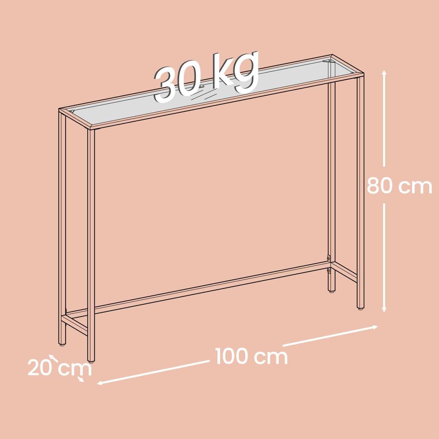 Beistelltisch aus Hartglas, Konsolentisch, Sofatisch Beistelltisch aus Hartglas, Konsolentisch, Sofatisch
