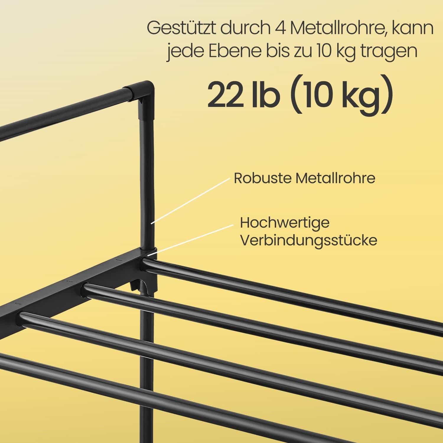 Schuhregal mit 3 Ebenen, Schuhständer aus Metall, Schuhaufbewahrung Schuhregal mit 3 Ebenen, Schuhständer aus Metall, Schuhaufbewahrung