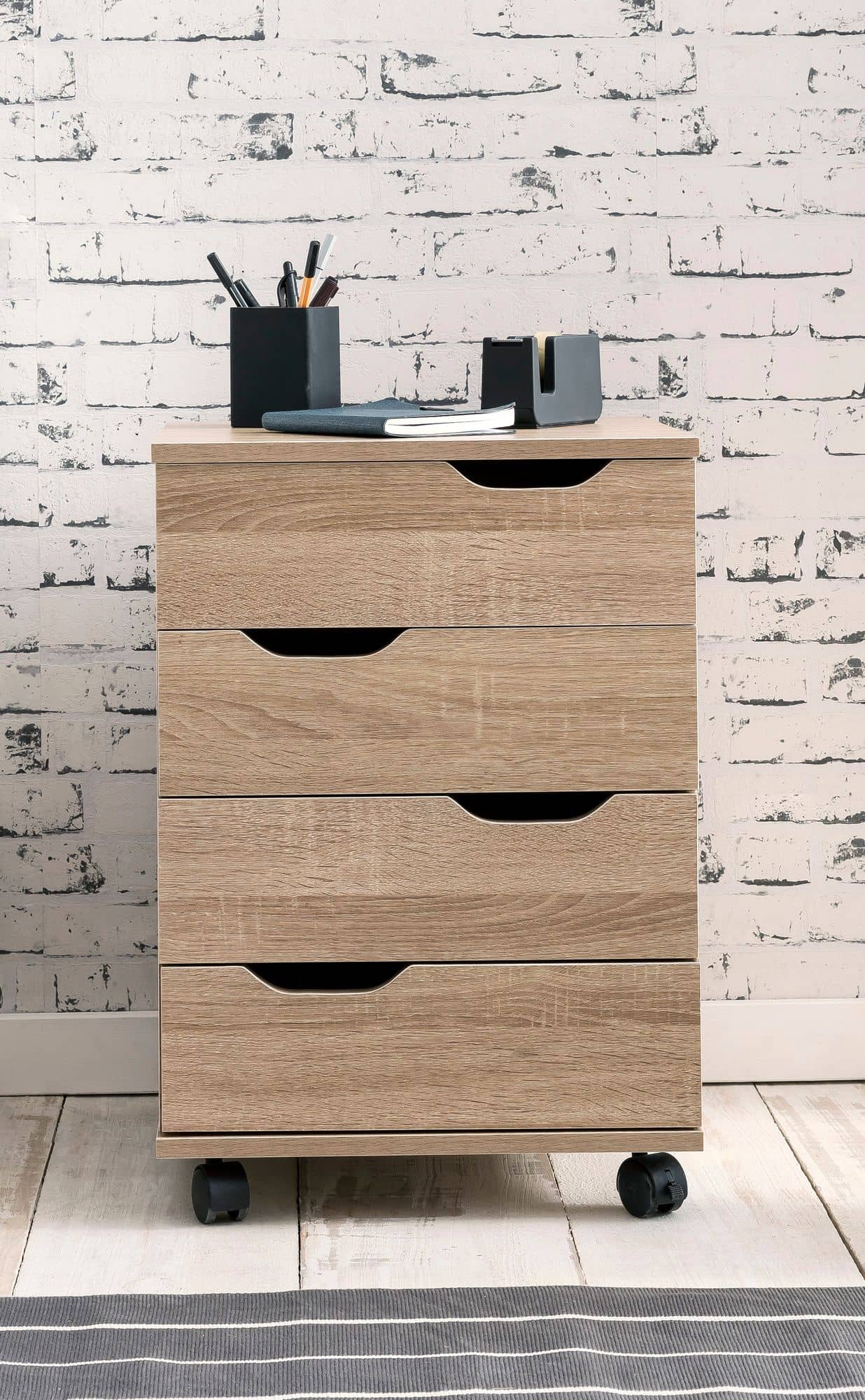 50140-WOHNLING-Rollcontainer-Haruko-40x40x59-cm-s_5MSbXeIC5AtxF3 Rollcontainer WL5.931 Sonoma 40x60x40cm Schubladenschrank Büro Container