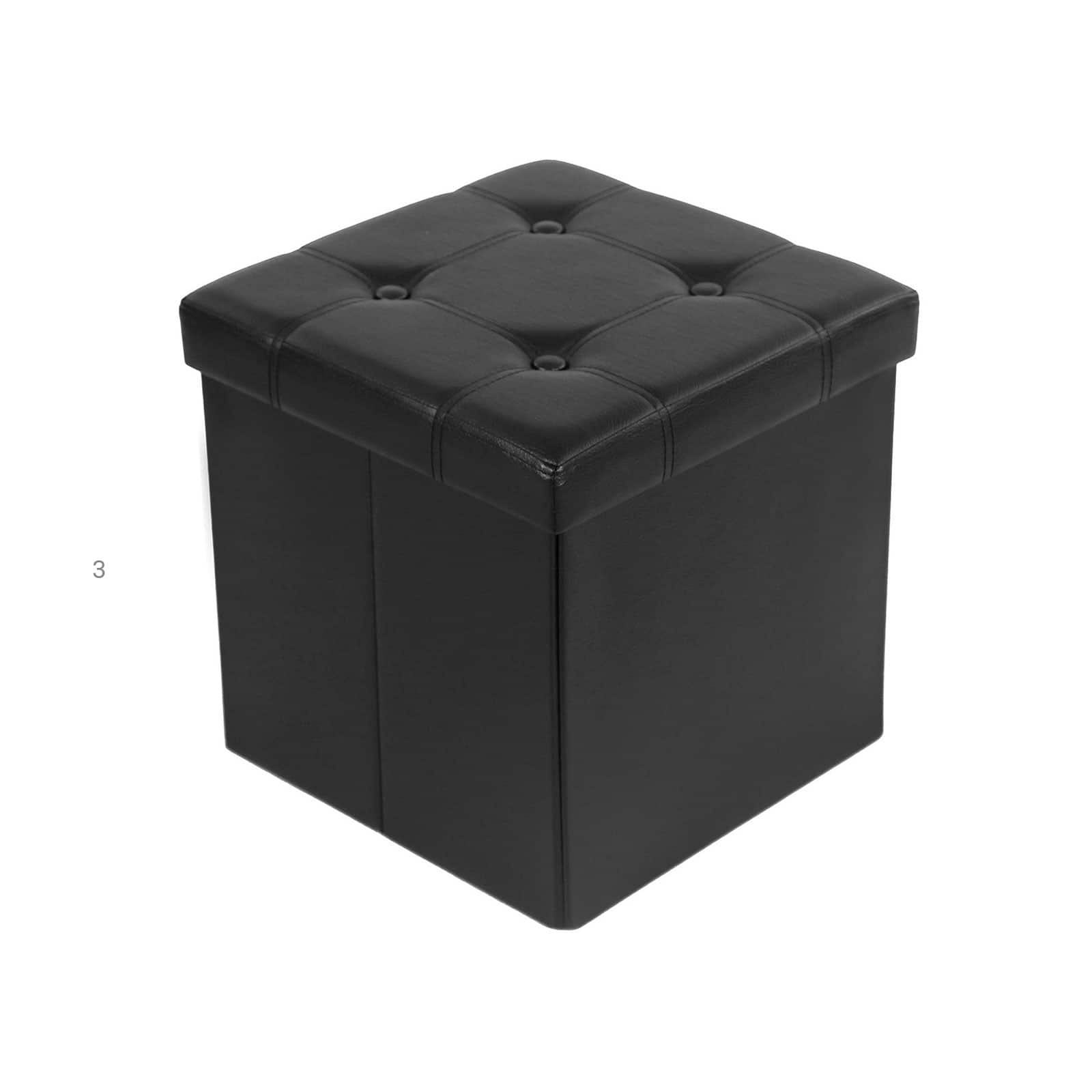 Kleiner Sitzwürfel Kunstleder Schwarz-LSF30B Kleiner Sitzwürfel Kunstleder Schwarz-LSF30B