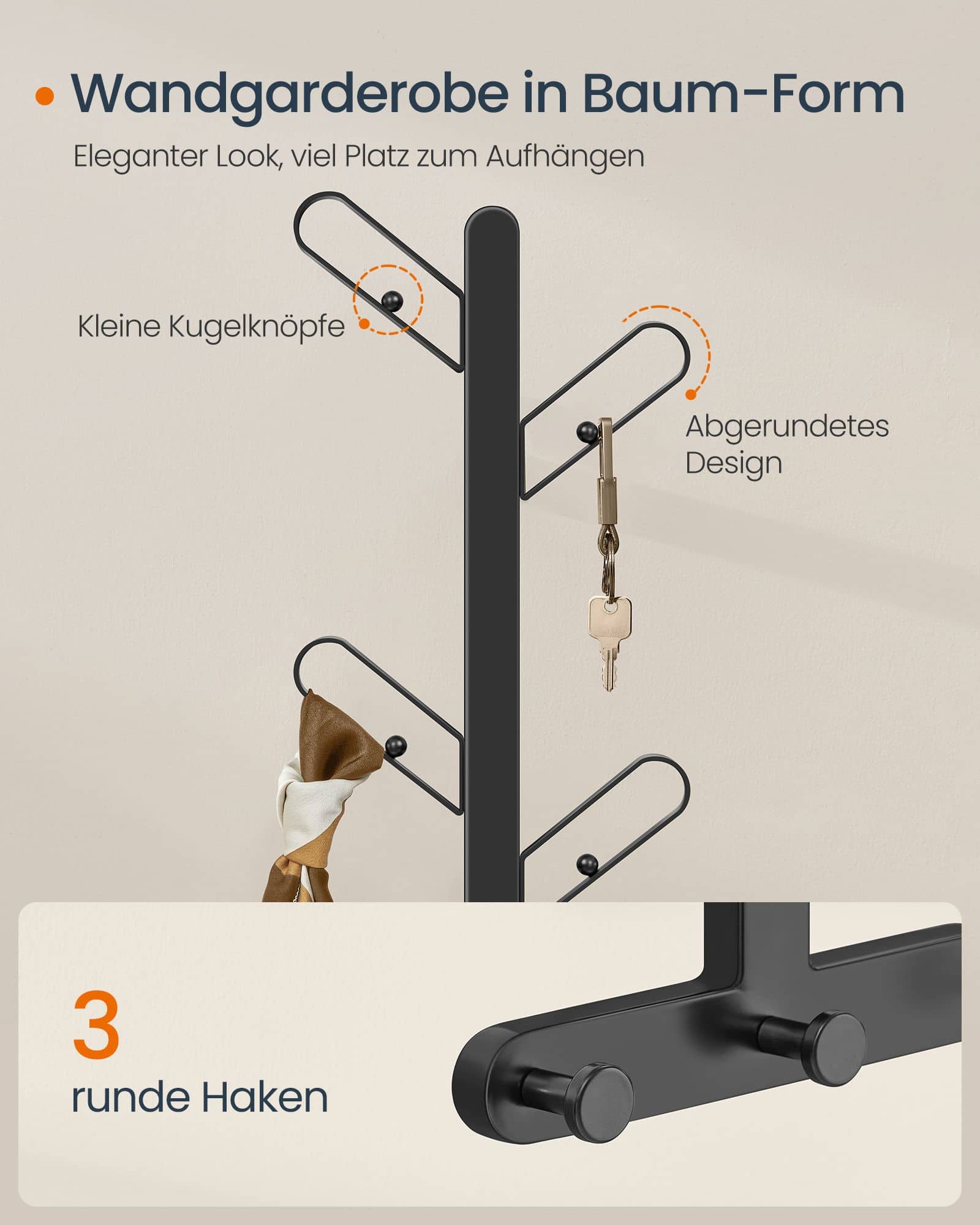 Wandgarderobe 2er Set 13 x 19 x 41 cm tintenschwarz Wandgarderobe 2er Set 13 x 19 x 41 cm tintenschwarz