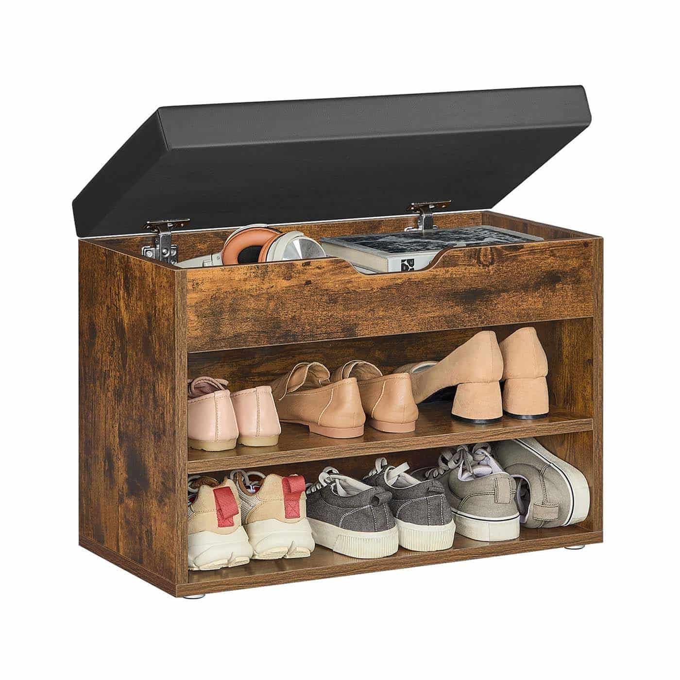 Schuhbank mit 3 Ebenen 30 x 60 x 44 cm vintagebraun Schuhbank mit 3 Ebenen 30 x 60 x 44 cm vintagebraun