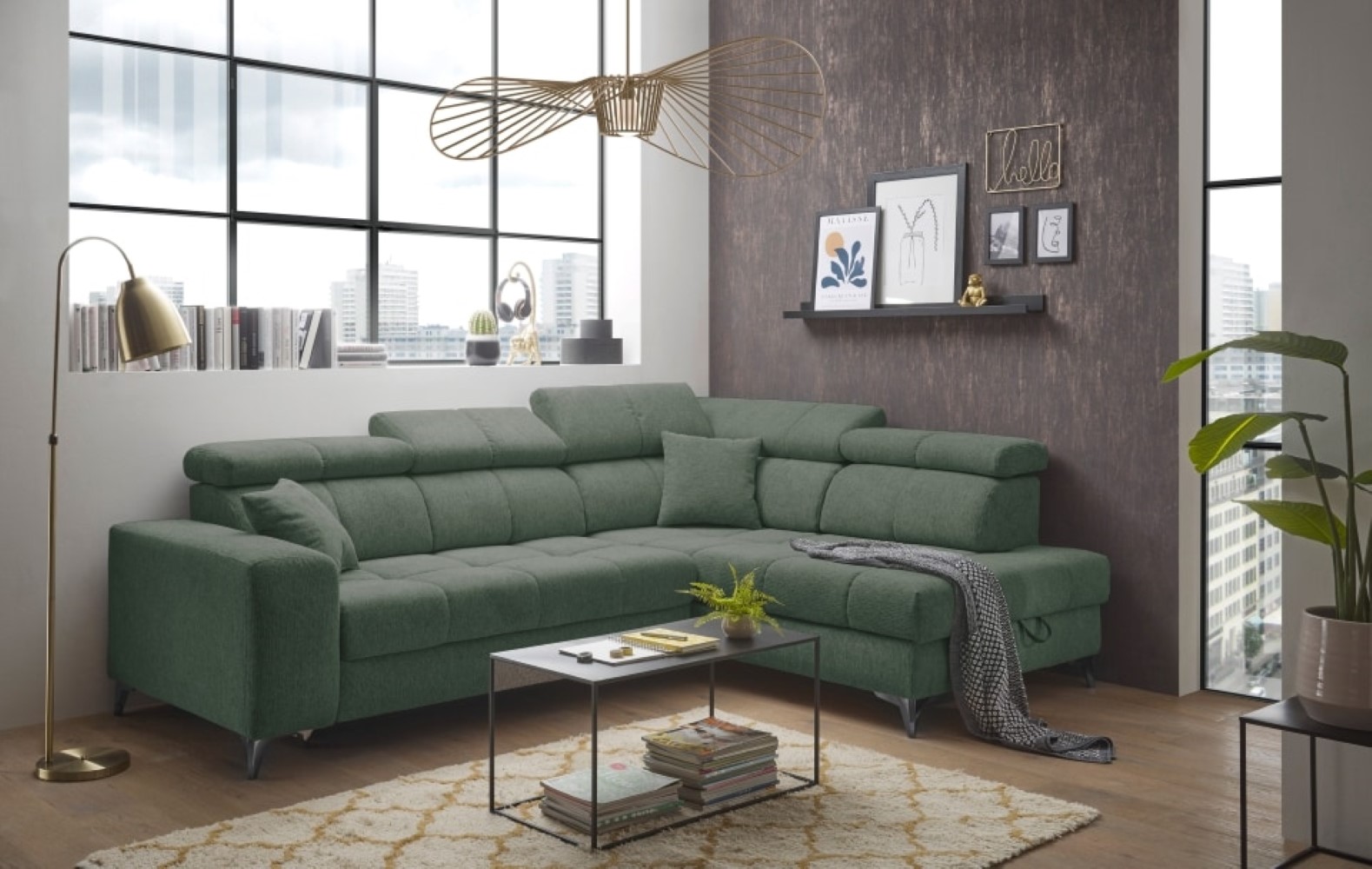 Ecksofa mit elektronischer Wallaway-Funktion | USB-Anschluss - Sydney
