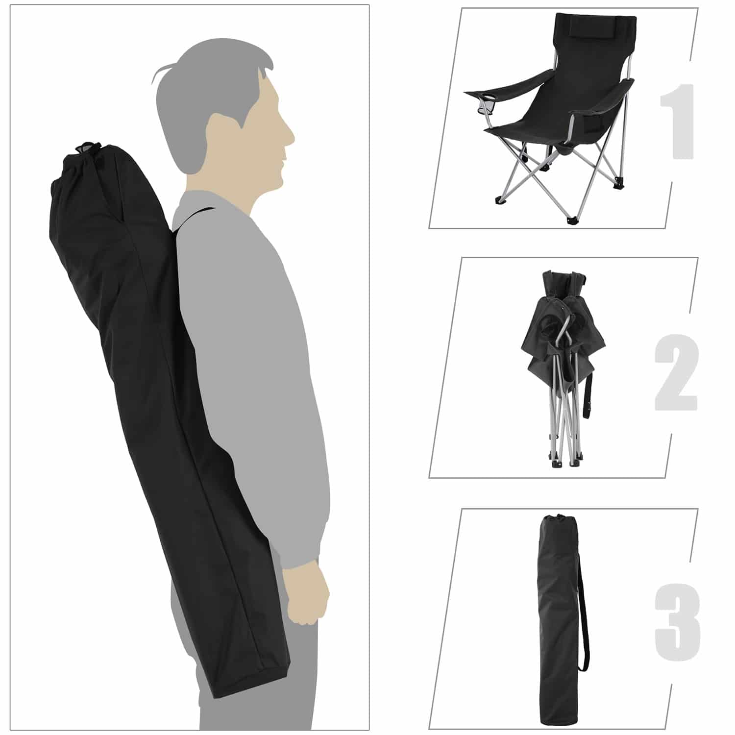 Angelstuhl mit Getränkehalter Schwarz-GCB09BK Angelstuhl mit Getränkehalter Schwarz-GCB09BK