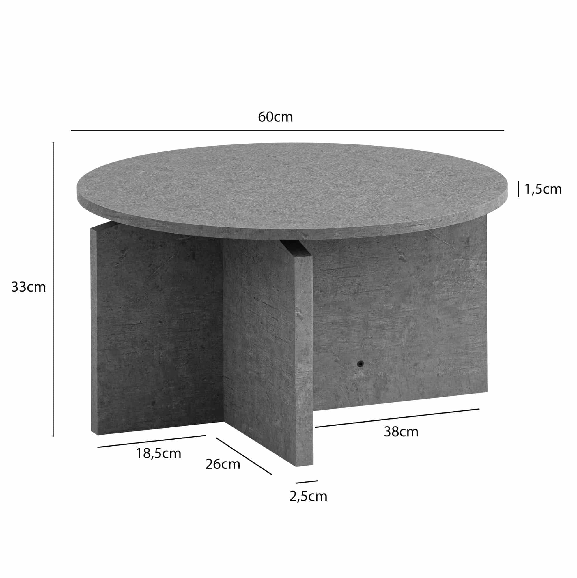 Couchtisch 60x60x33 cm Grau Sofatisch in Beton-Optik Modern Couchtisch 60x60x33 cm Grau Sofatisch in Beton-Optik Modern
