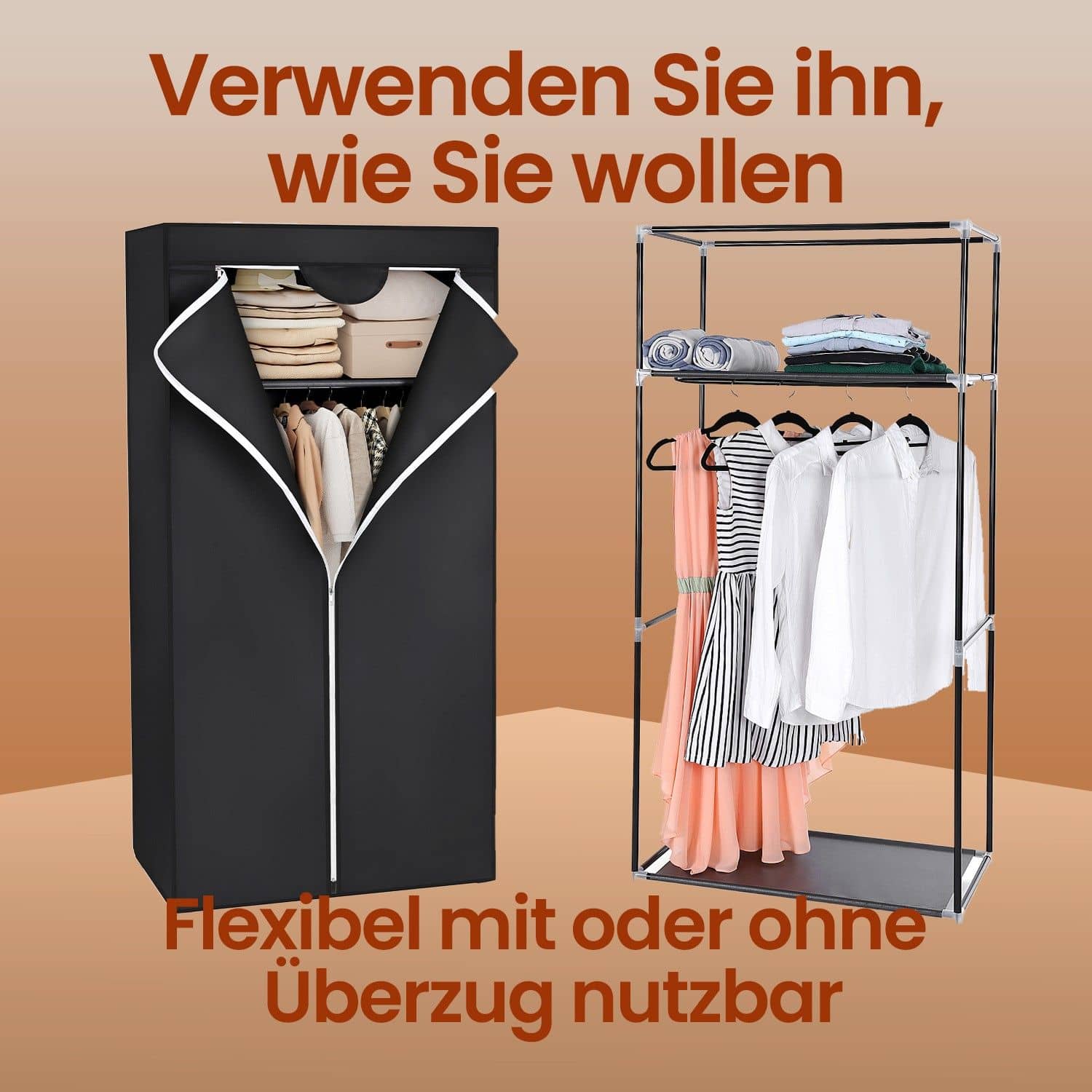 Stoffschrank 160 x 75 cm Schwarz Stoffschrank 160 x 75 cm Schwarz