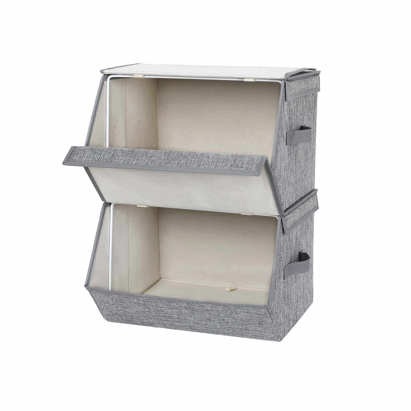 2 Aufbewahrungsboxen mit Klappdeckel-RLB02GY 2 Aufbewahrungsboxen mit Klappdeckel-RLB02GY