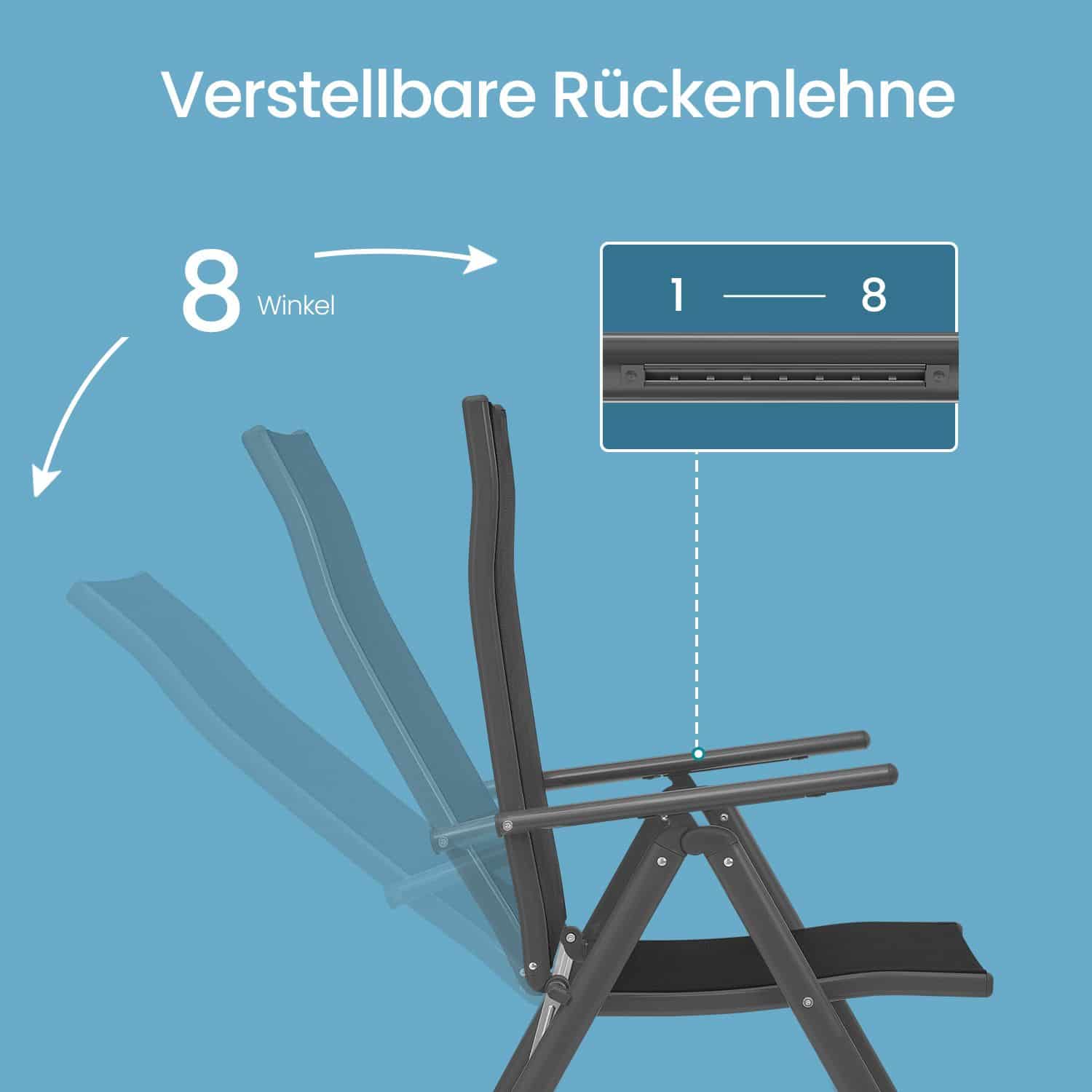 Gartenstuhl 2er Set, Klappstuhl bis 150 kg belastbar, mit Metallgestell Gartenstuhl 2er Set, Klappstuhl bis 150 kg belastbar, mit Metallgestell