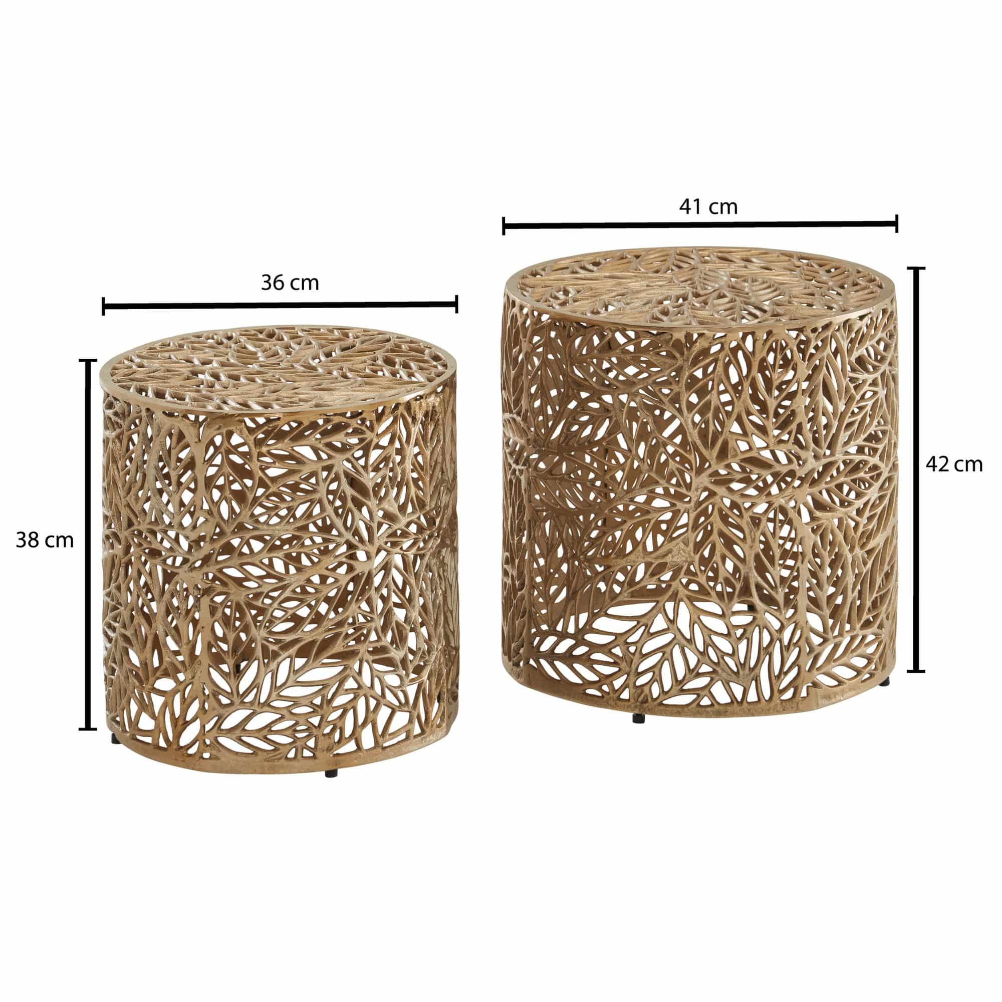 Beistelltisch 2er Set Aluminium Gold Design Satztisch Metall Rund Beistelltisch 2er Set Aluminium Gold Design Satztisch Metall Rund