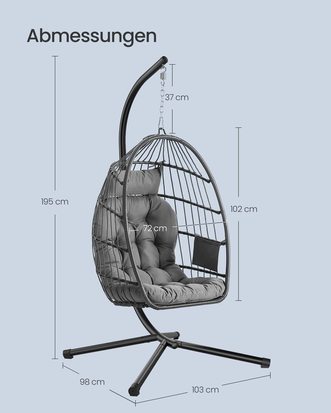 Hängesessel mit Gestell für entspannten Sitzkomfort grau