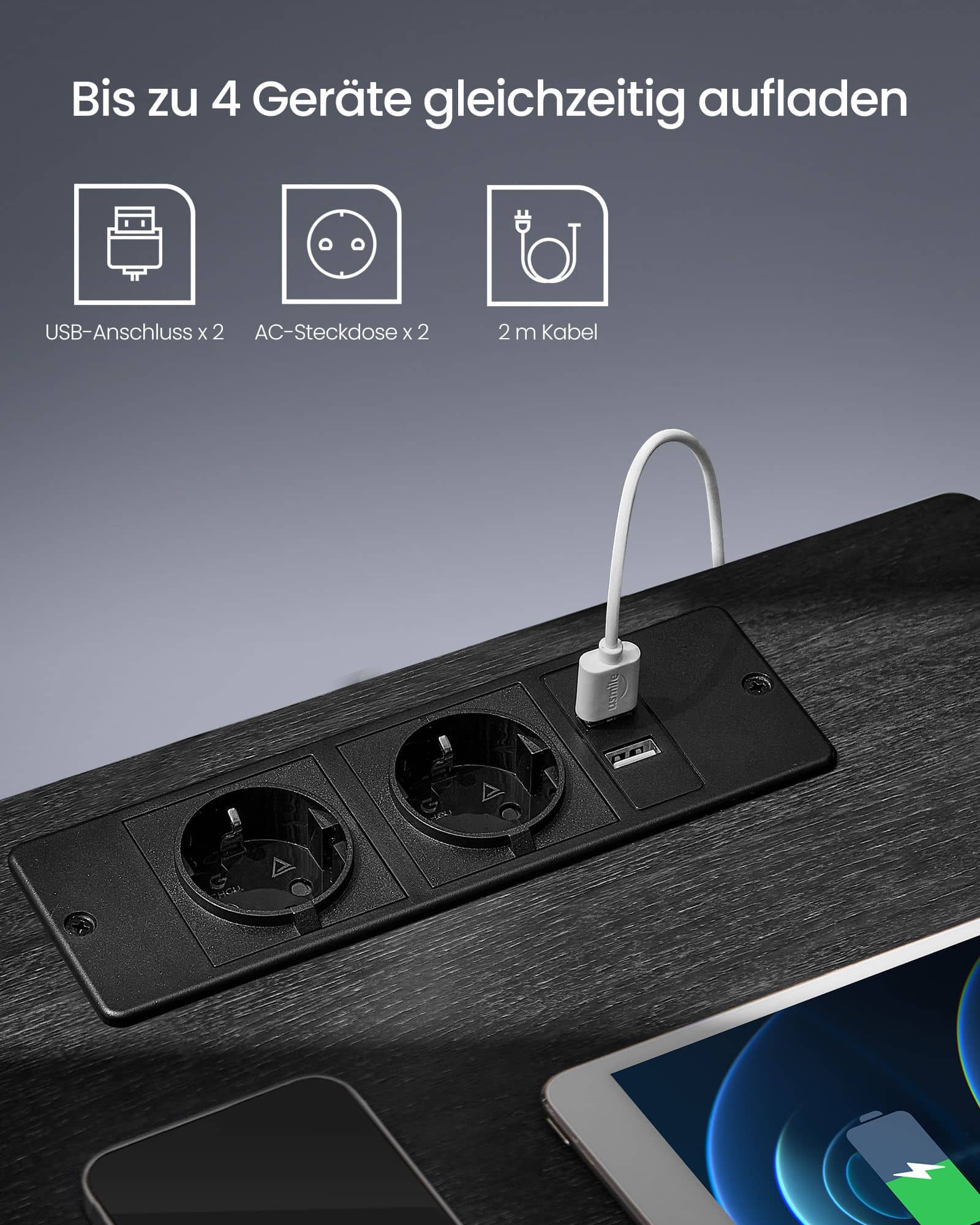 Nachttisch mit LED-Beleuchtung modern aschschwarz Nachttisch mit LED-Beleuchtung modern aschschwarz