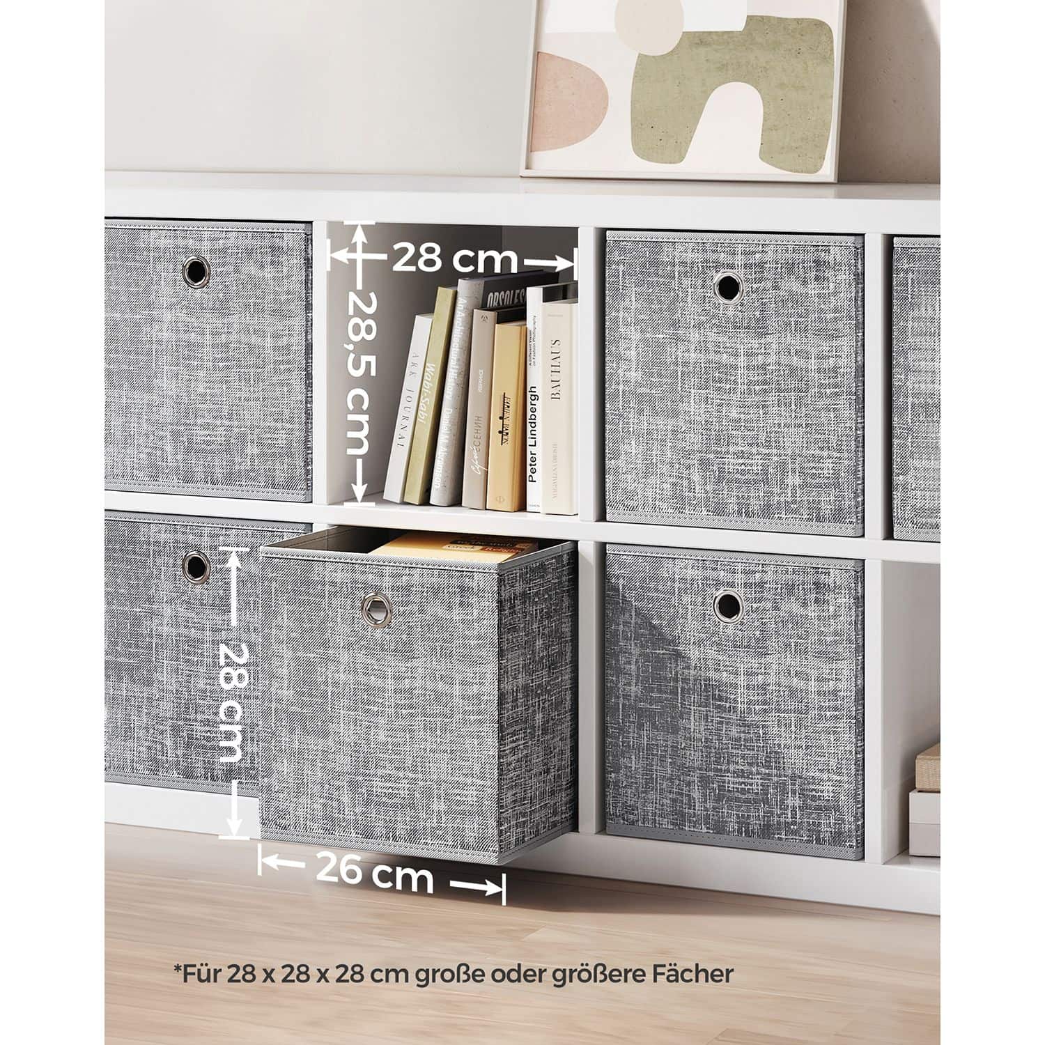Aufbewahrungsbox 26cm 6er-Set grau meliert