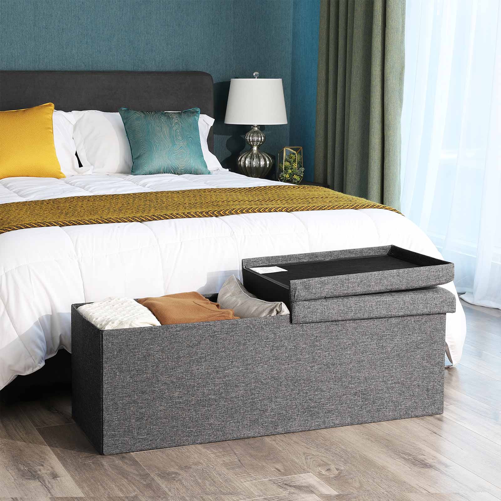 Sitzbank mit Klappdeckel 110 cm Dunkelgrau-LSF76GYZ Sitzbank mit Klappdeckel 110 cm Dunkelgrau-LSF76GYZ