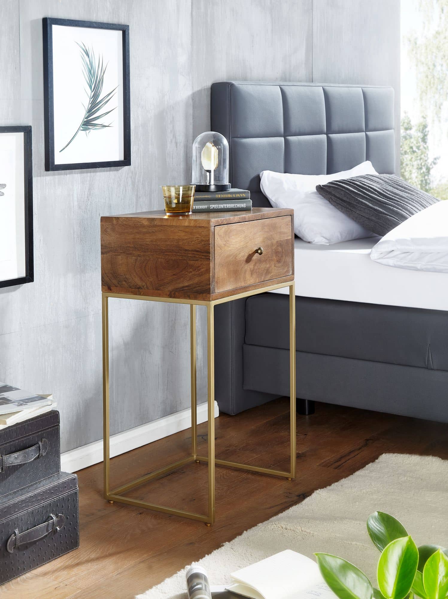 64418-Wohnling-Nachtkaestchen-40x35x75-cm-WL6-478-WL6-478_4 Nachttisch Mango Massivholz / Metall 40x75,5x35 cm Nachtschrank Boxspringbett