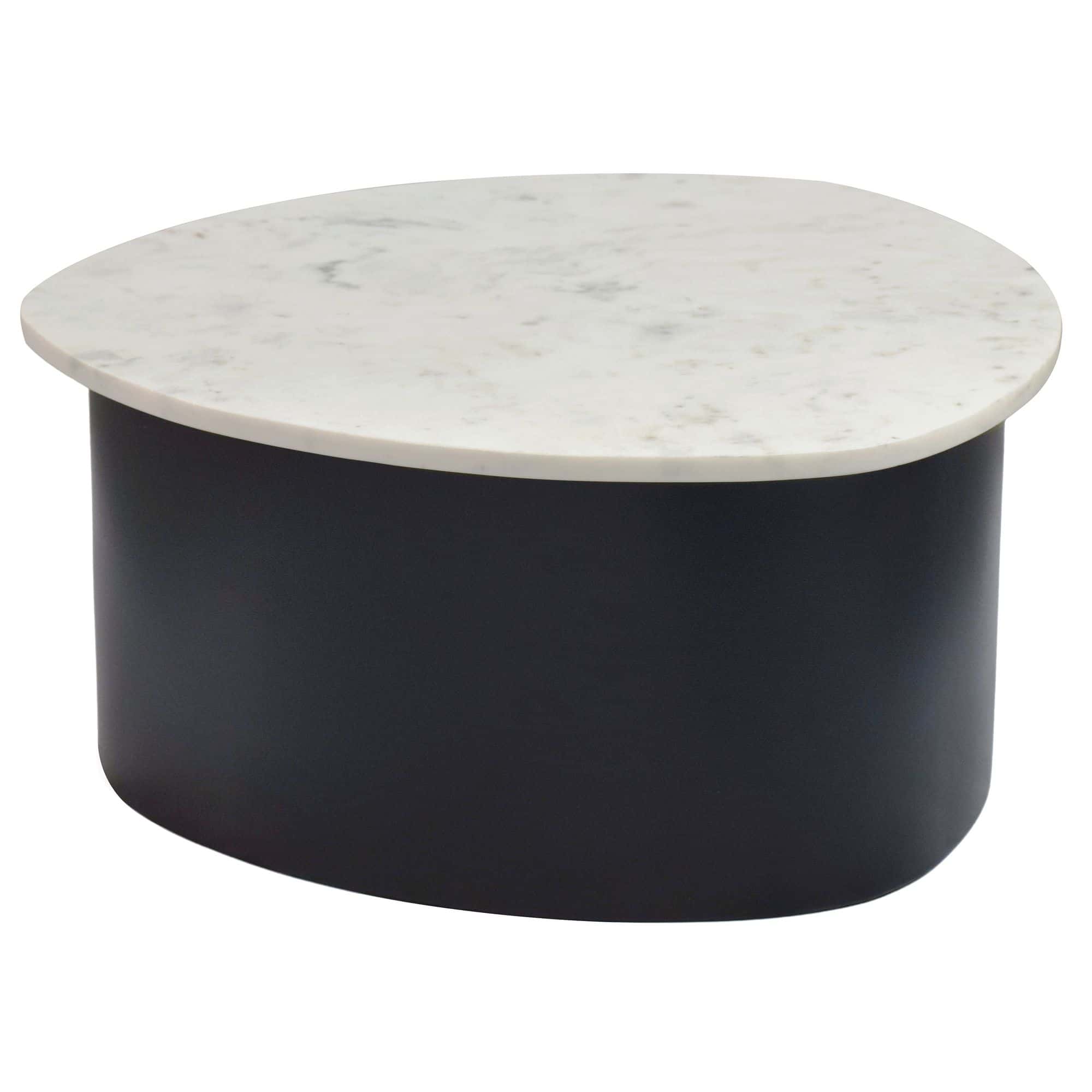 Couchtisch Schwarz 63cm mit weißer Marmor Tischplatte - Wohnzimmertisch Alu organische Form - Sofatisch Aluminium modern - Design Beistelltisch Metallgestell Handmade Couchtisch Schwarz 63cm mit weißer Marmor Tischplatte - Wohnzimmertisch Alu organische Form - Sofatisch Aluminium modern - Design Beistelltisch Metallgestell Handmade