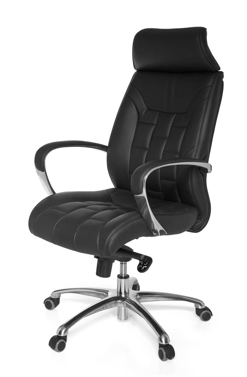 22818-004TzG0E3t7sDLZg Bürostuhl Echtleder schwarz bis 120kg Schreibtischstuhl Wippfunktion Chefsessel Armlehnen Drehstuhl X-XL