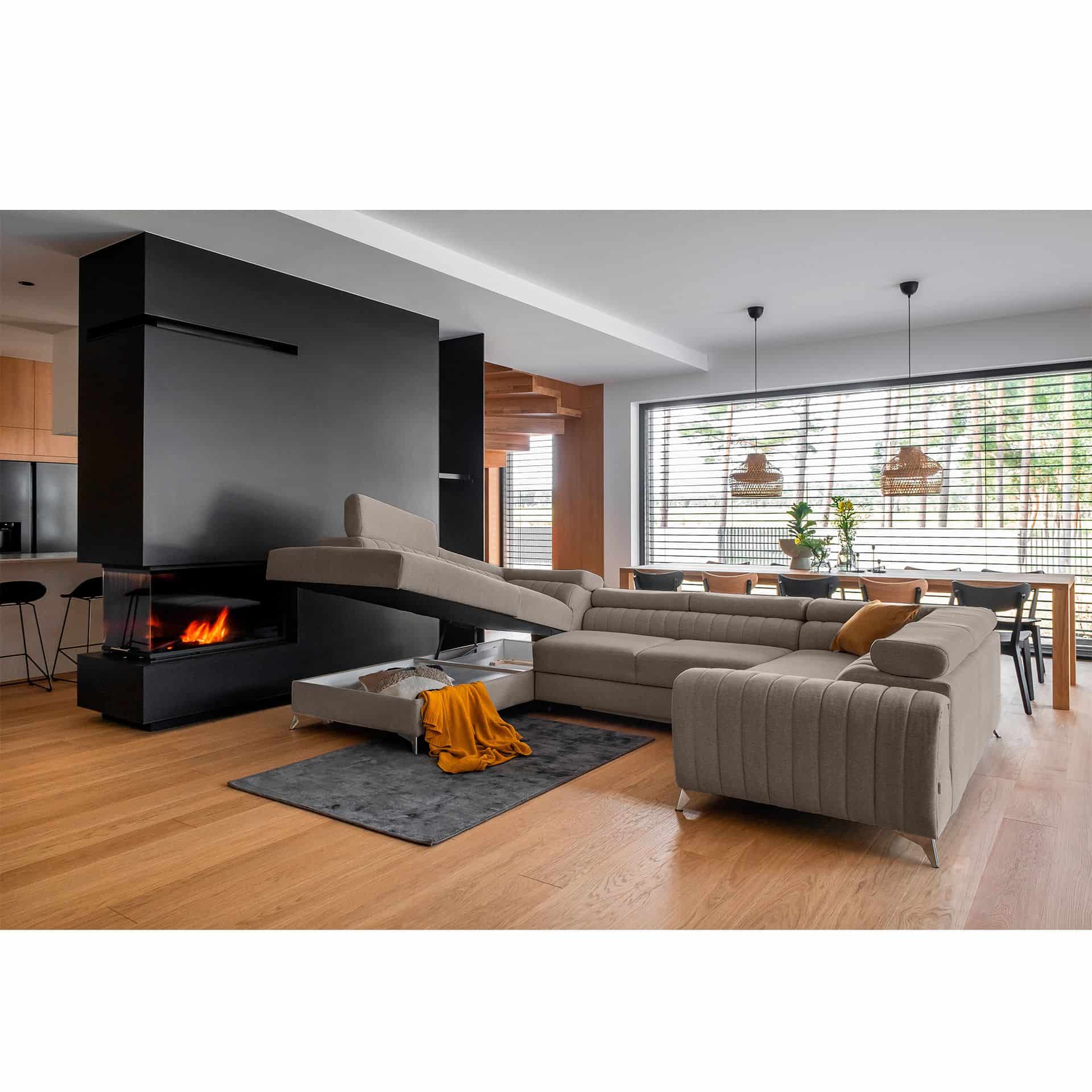 Louis Wohnlandschaft mit Schlaffunktion & Bettkasten - Poco-Stoff Louis Wohnlandschaft mit Schlaffunktion & Bettkasten - Poco-Stoff