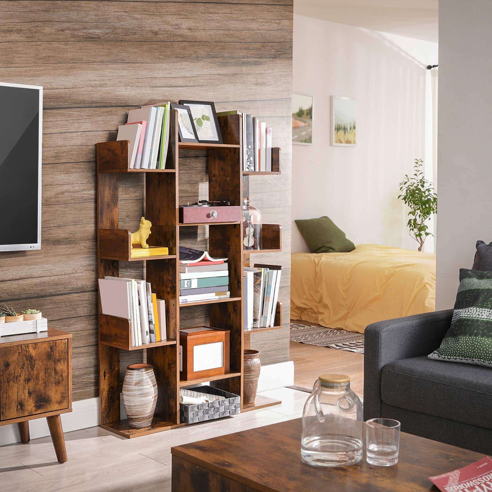 Bücherregal mit 13 Fächern Bücherregal mit 13 Fächern