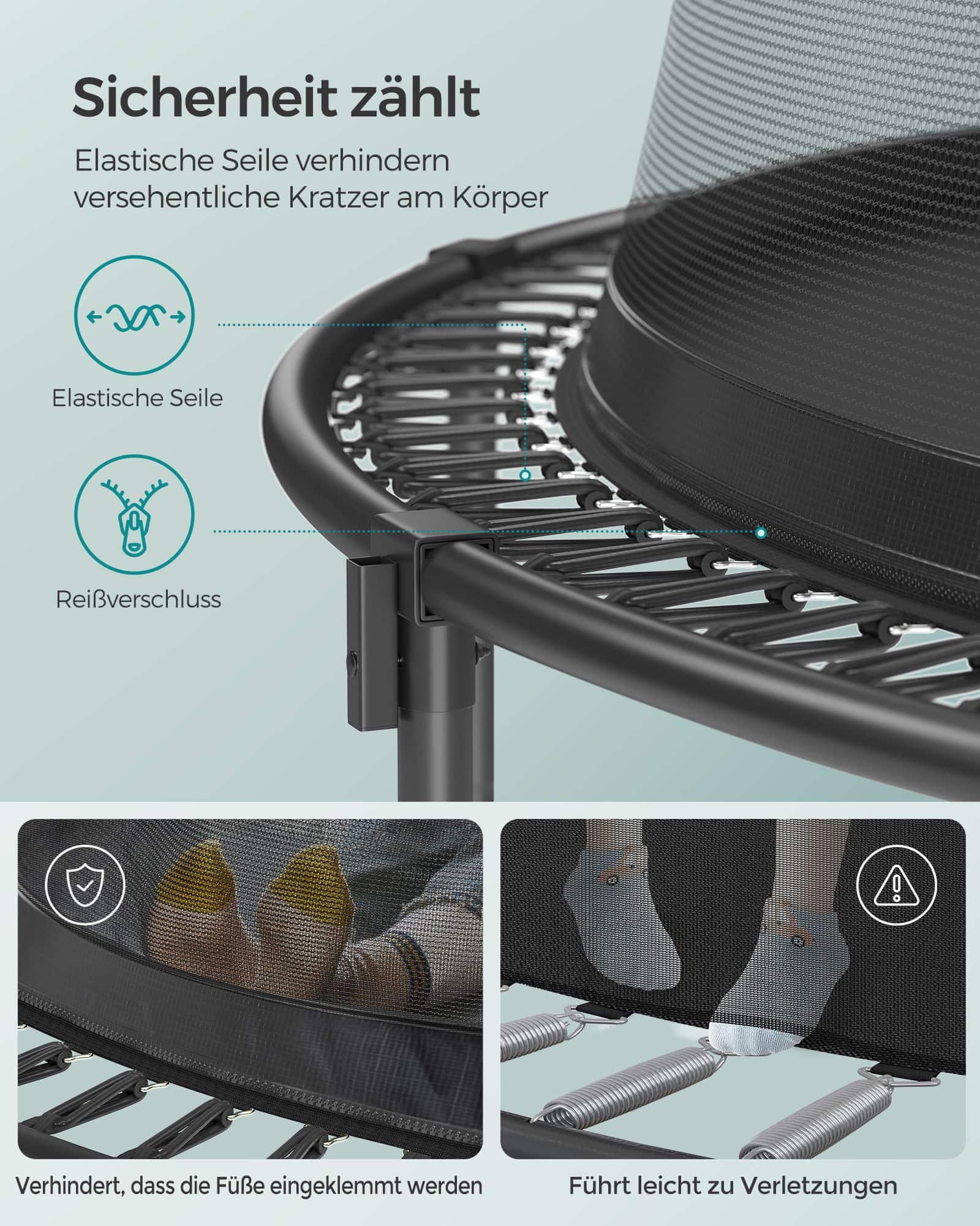 Trampolin Ø 366 cm mit Reißverschluss seeblau Trampolin Ø 366 cm mit Reißverschluss seeblau