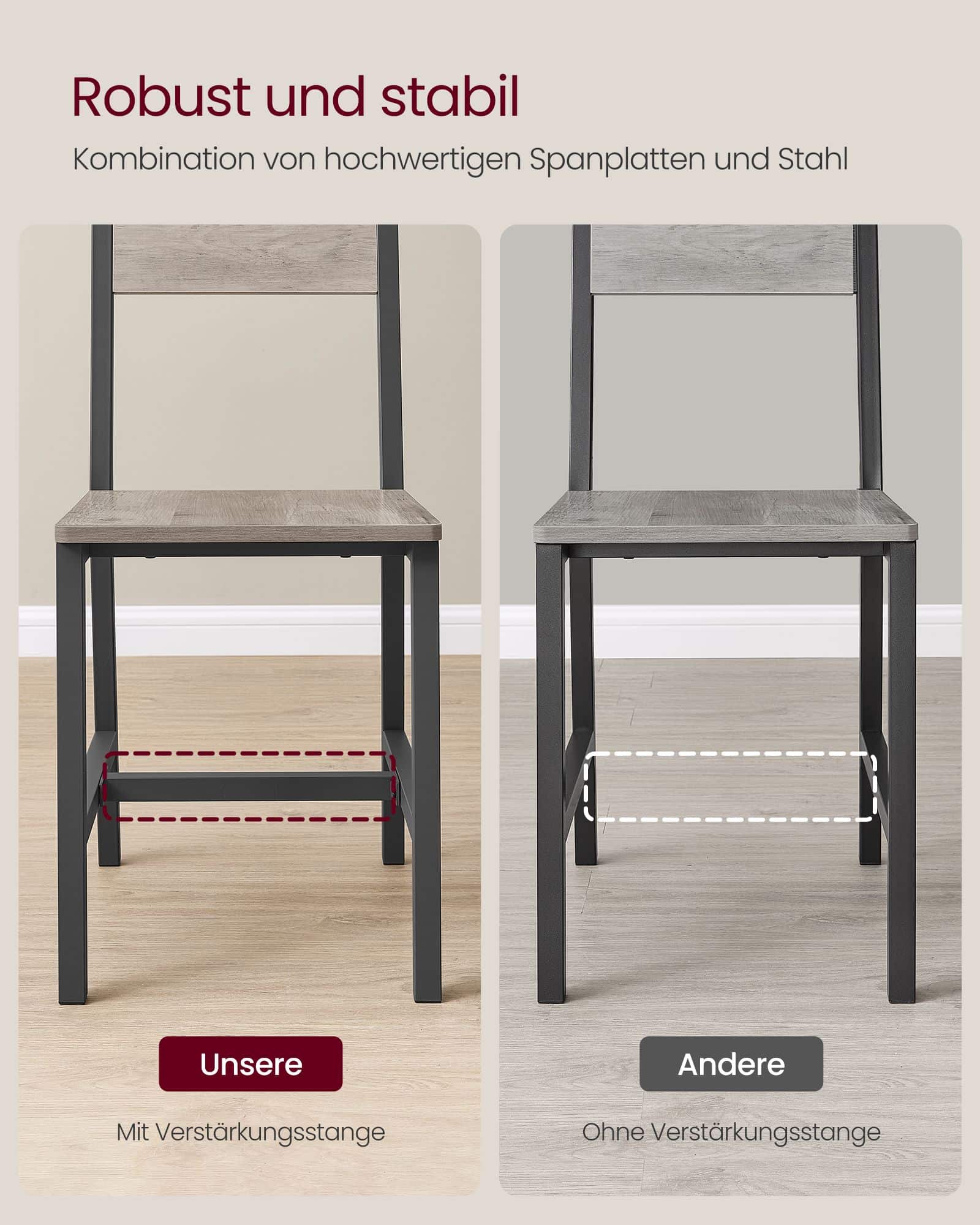 Esszimmerstühle 2er Set greige meliert-mattgrau Esszimmerstühle 2er Set greige meliert-mattgrau