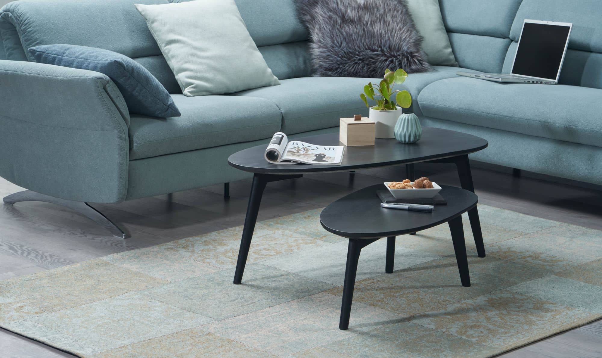 Design Couchtisch 2er Set Mango Massivholz Wohnzimmertisch Schwarz Design Couchtisch 2er Set Mango Massivholz Wohnzimmertisch Schwarz