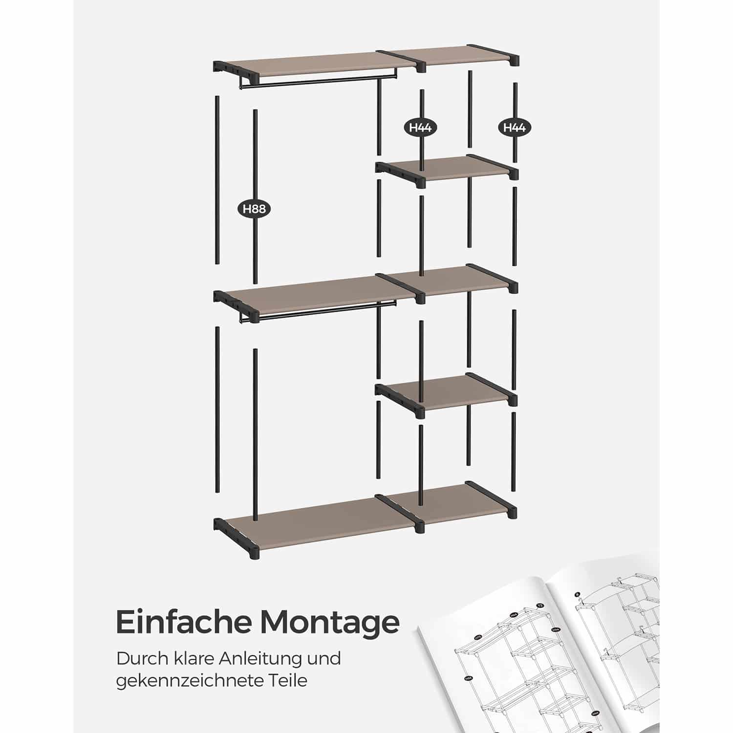 Kleiderschrank offen mit Kleiderstangen 43 x 124 x 182 cm Taupe-RYG026R02 Kleiderschrank offen mit Kleiderstangen 43 x 124 x 182 cm Taupe-RYG026R02