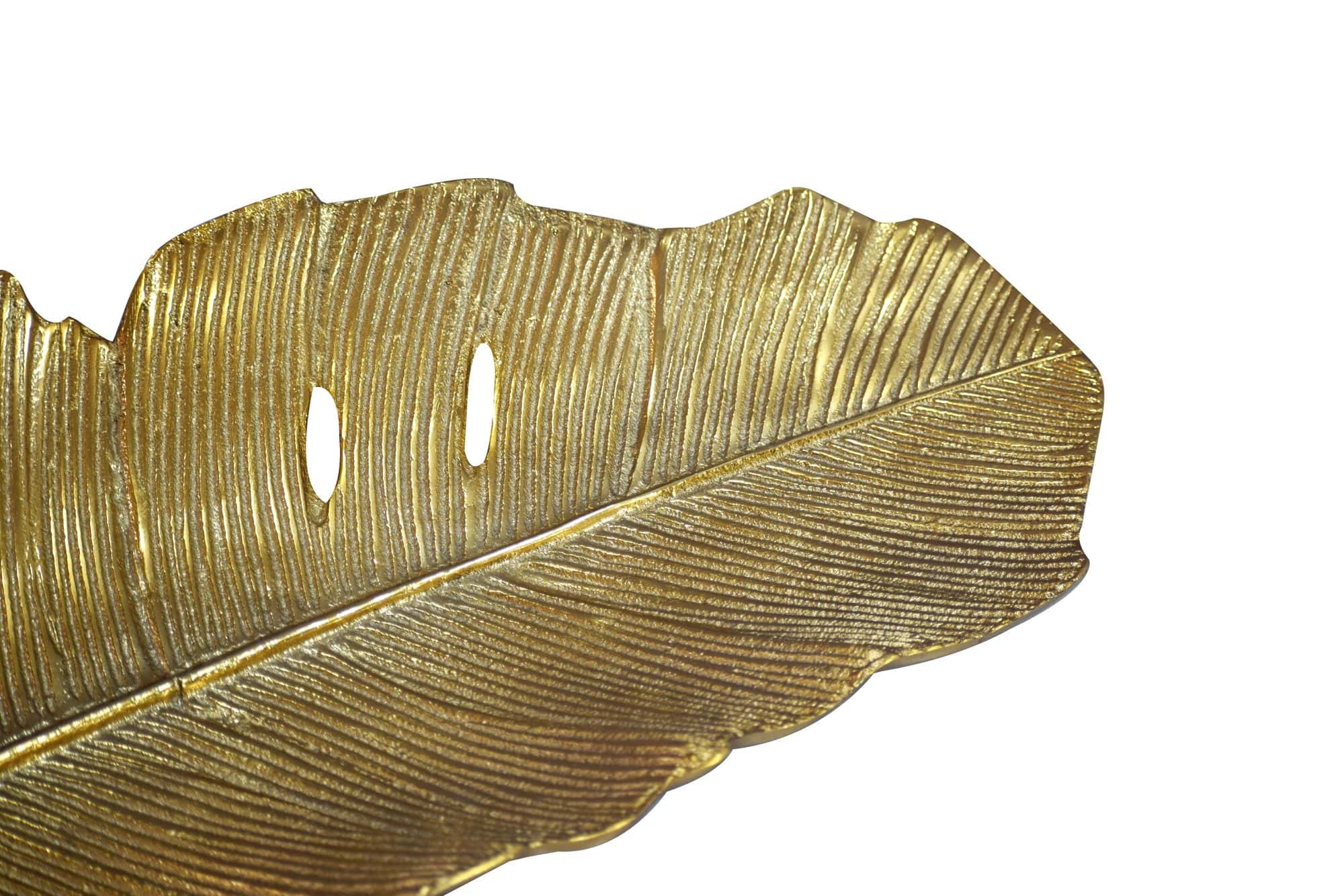 Dekoschale Blatt Aluminium Gold Schale 60cm - Design Tischdeko Metall Wohnzimmer - Alu Wohnaccessoire Modern - Metallschale Dekoration - Aluschale lang Handmade Dekoschale Blatt Aluminium Gold Schale 60cm - Design Tischdeko Metall Wohnzimmer - Alu Wohnaccessoire Modern - Metallschale Dekoration - Aluschale lang Handmade