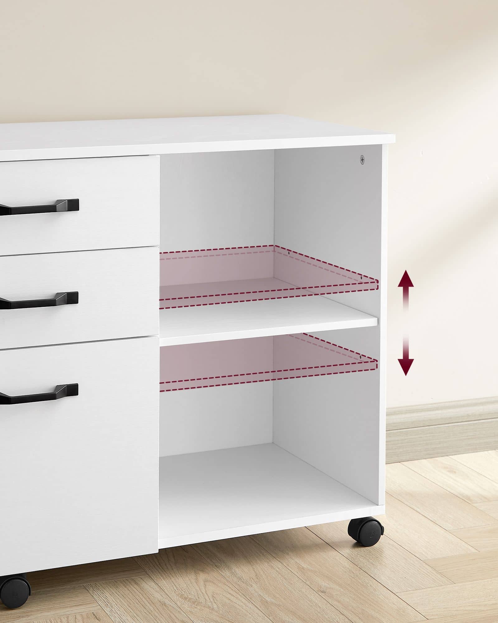 Rollcontainer mit 3 Schubladen und Rollen weiß-OFC041W46 Rollcontainer mit 3 Schubladen und Rollen weiß-OFC041W46