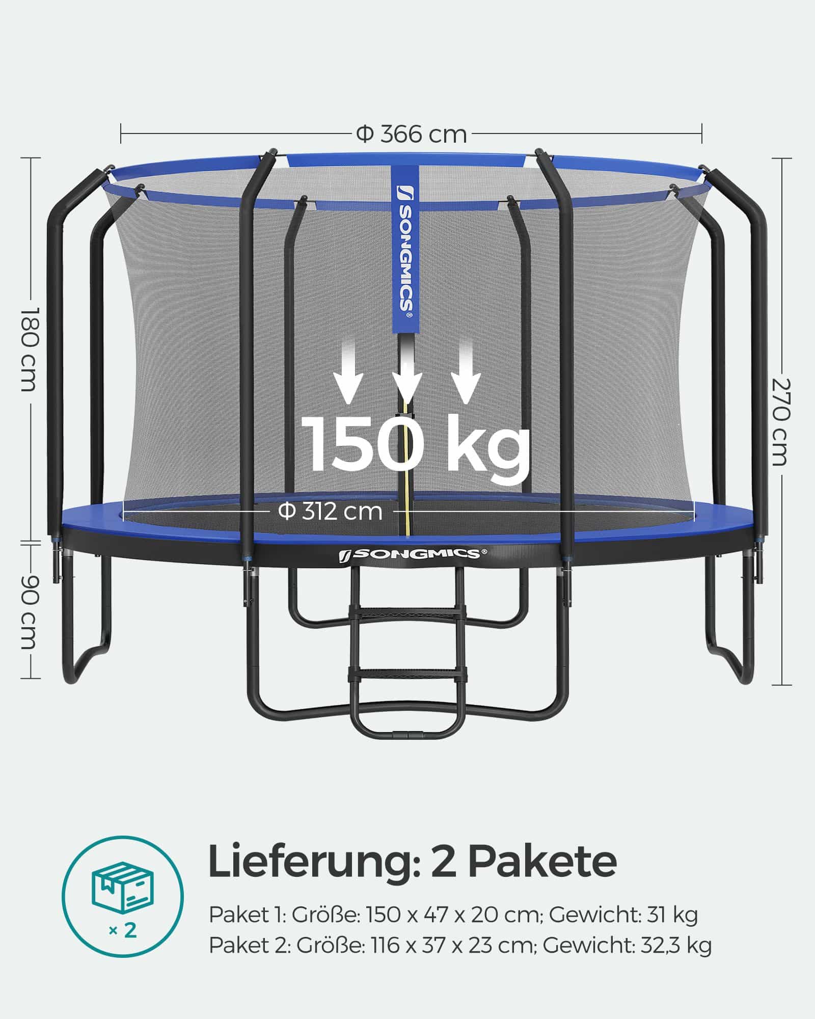 Trampolin 366 cm dunkelblau-B34STR123Q01 Trampolin 366 cm dunkelblau-B34STR123Q01